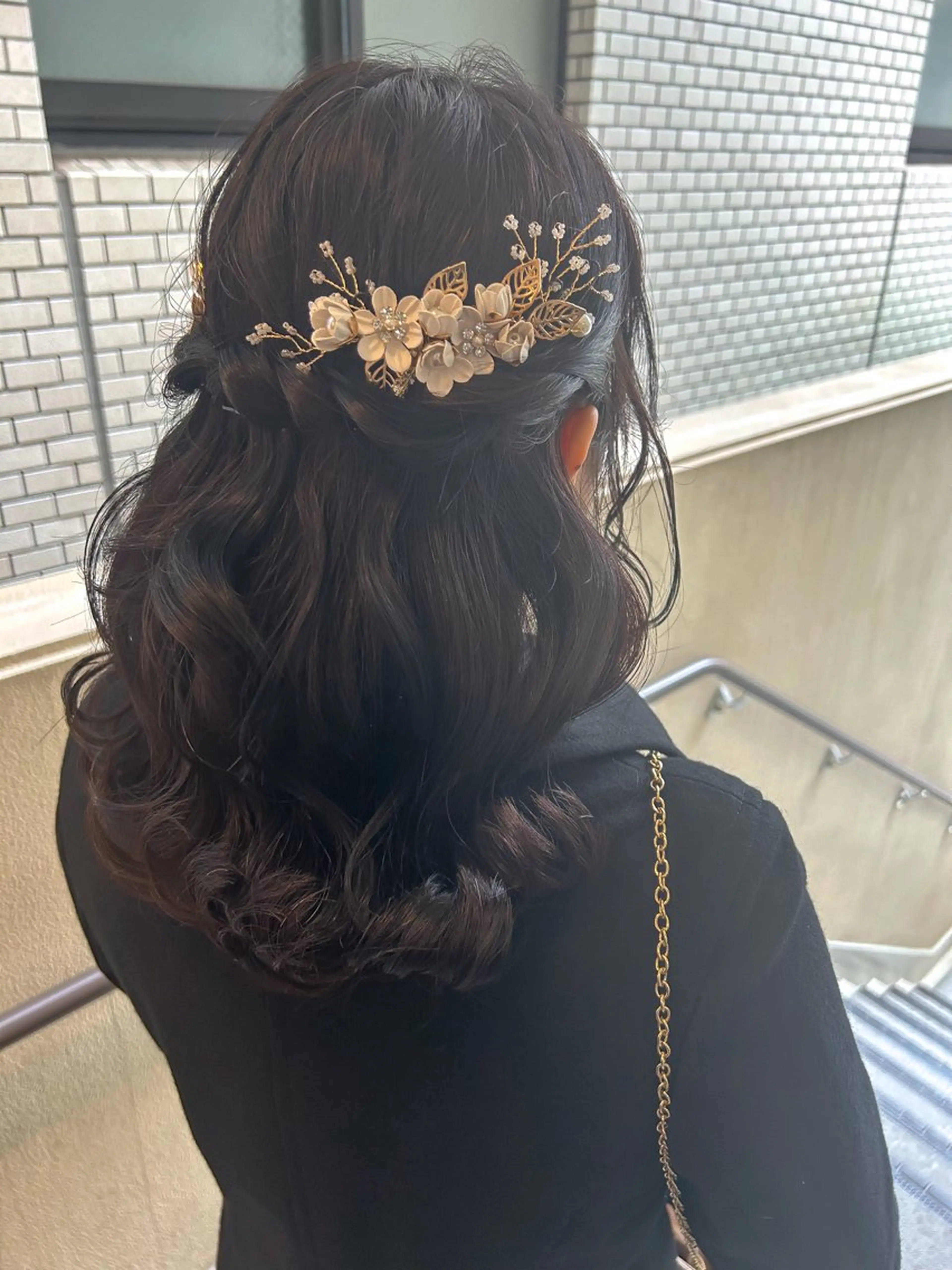 セミロング ヘアアレンジ ハーフアップ ヘアセット 飯塚 沙衣のヘアスタイル