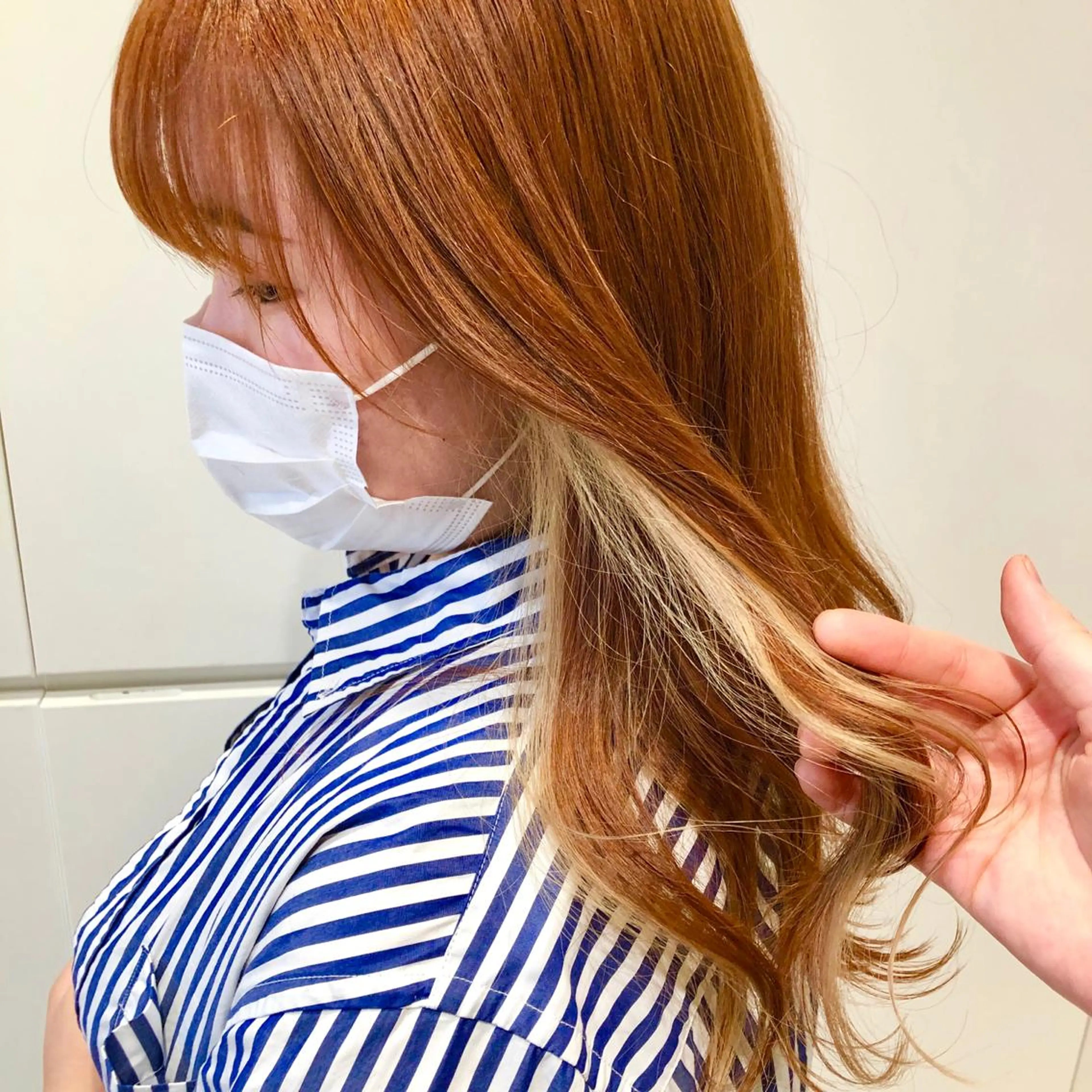 カラー ブリーチ ブロンド インナーカラー オレンジ 推しカラー✨ オタク美容師ユウカのヘアスタイル