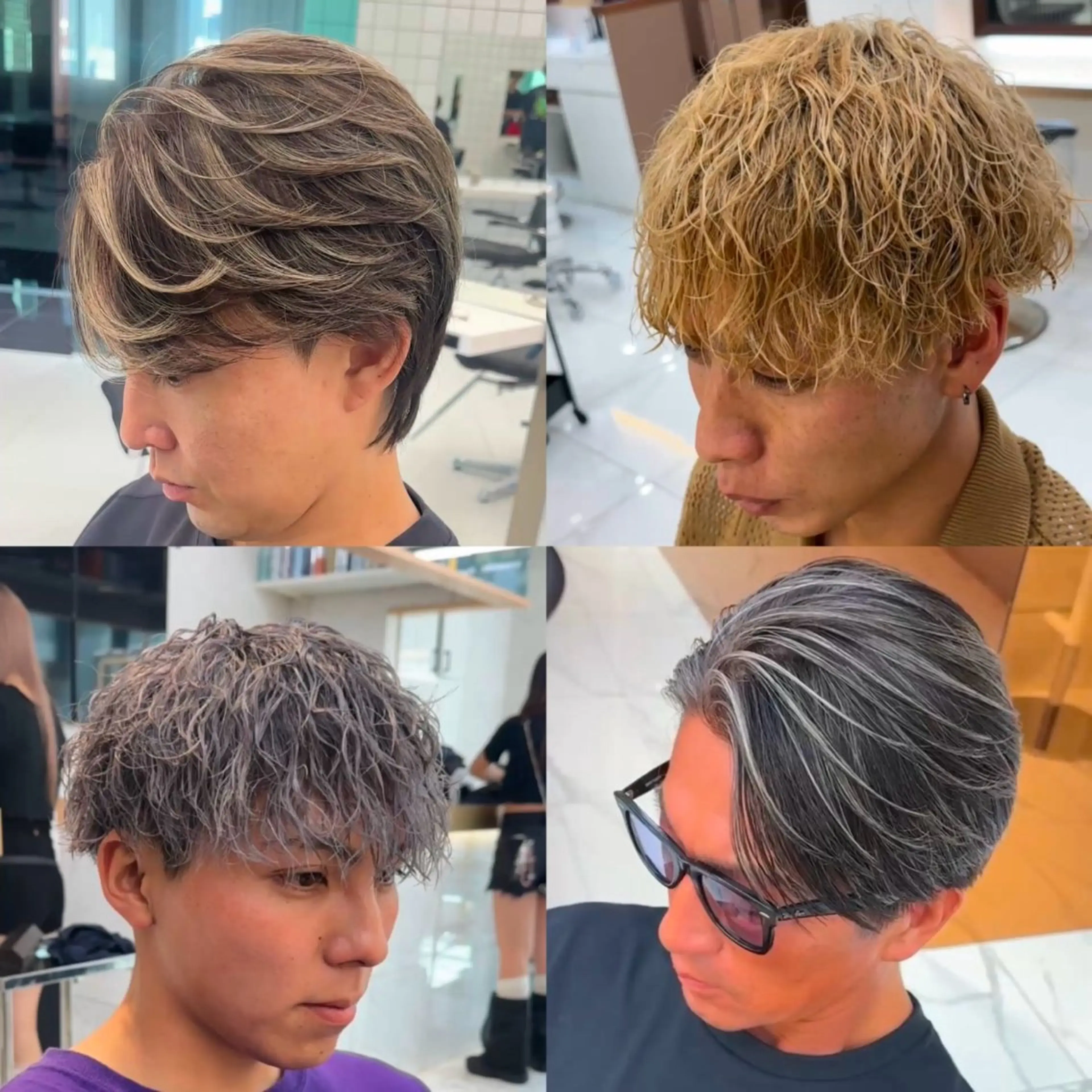 メンズ センターパート メンズハイライト メンズメッシュ カット ヘアカラー 大人メッシュ/ ハイライト/ぽんのヘアスタイル