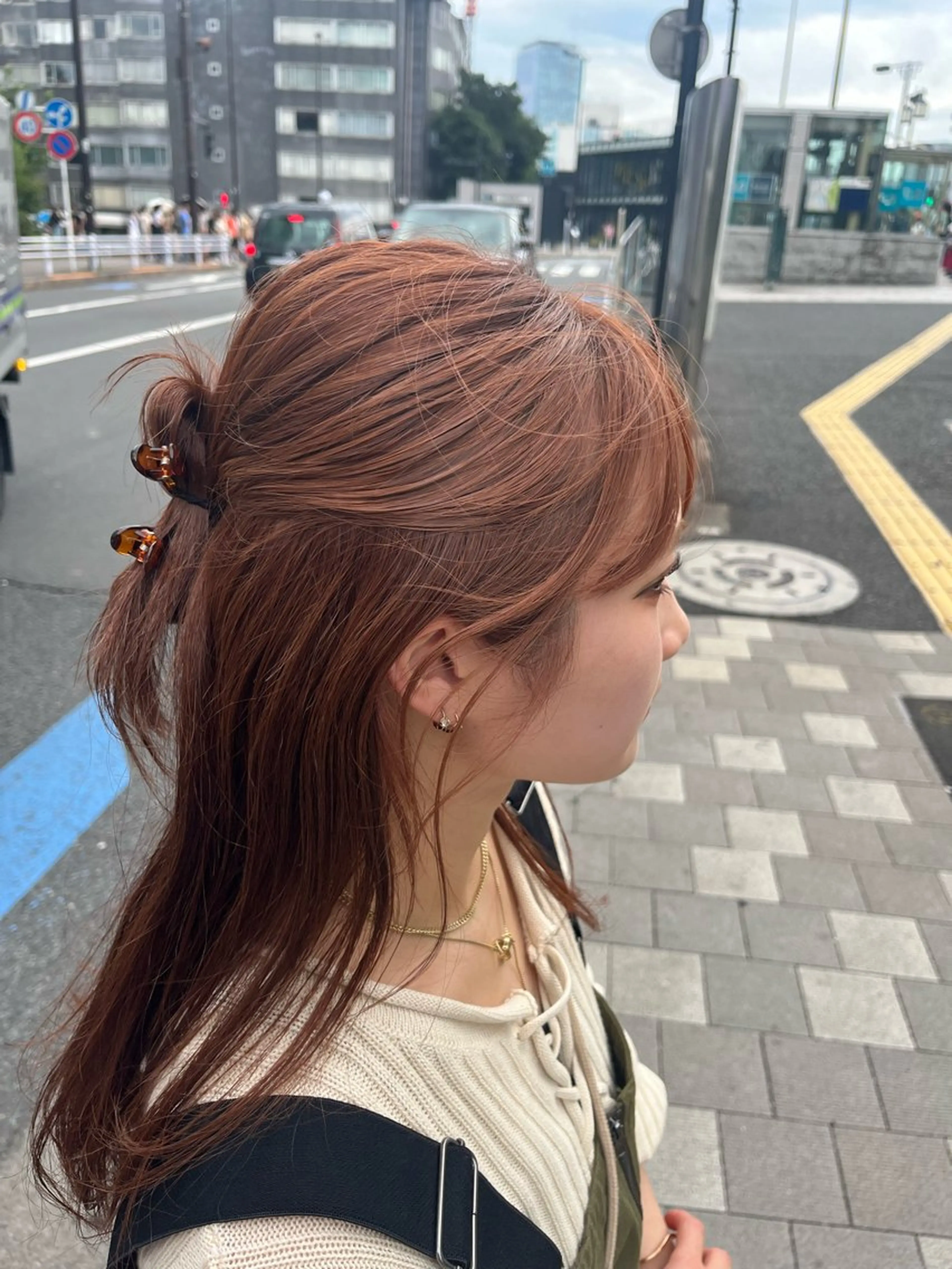 ロング カラー ベージュカラー ピンクカラー ピンクベージュ 菅野 紗弥のヘアスタイル