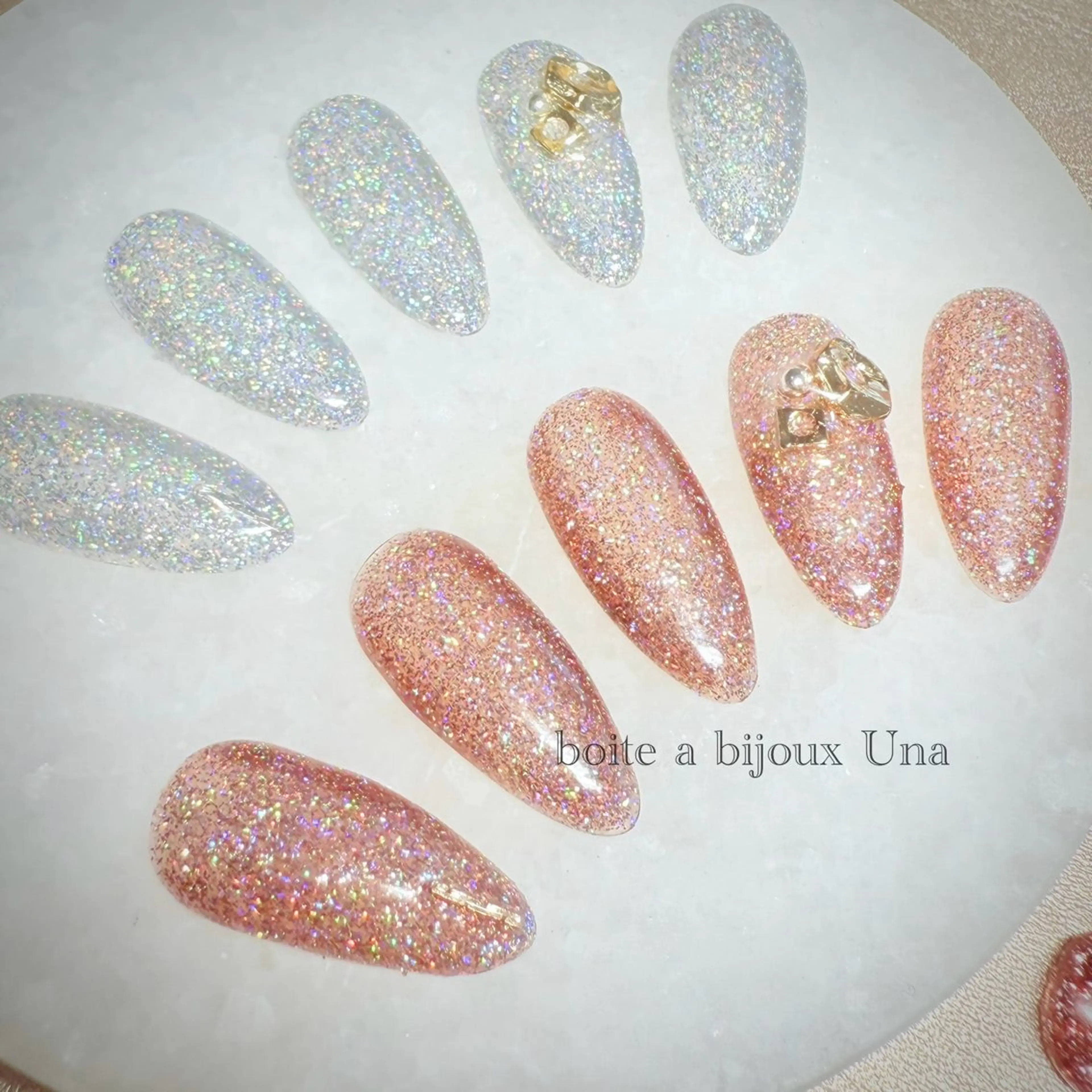 ネイル フラッシュネイル ハンドネイル boite a bijoux Unaのネイルデザイン
