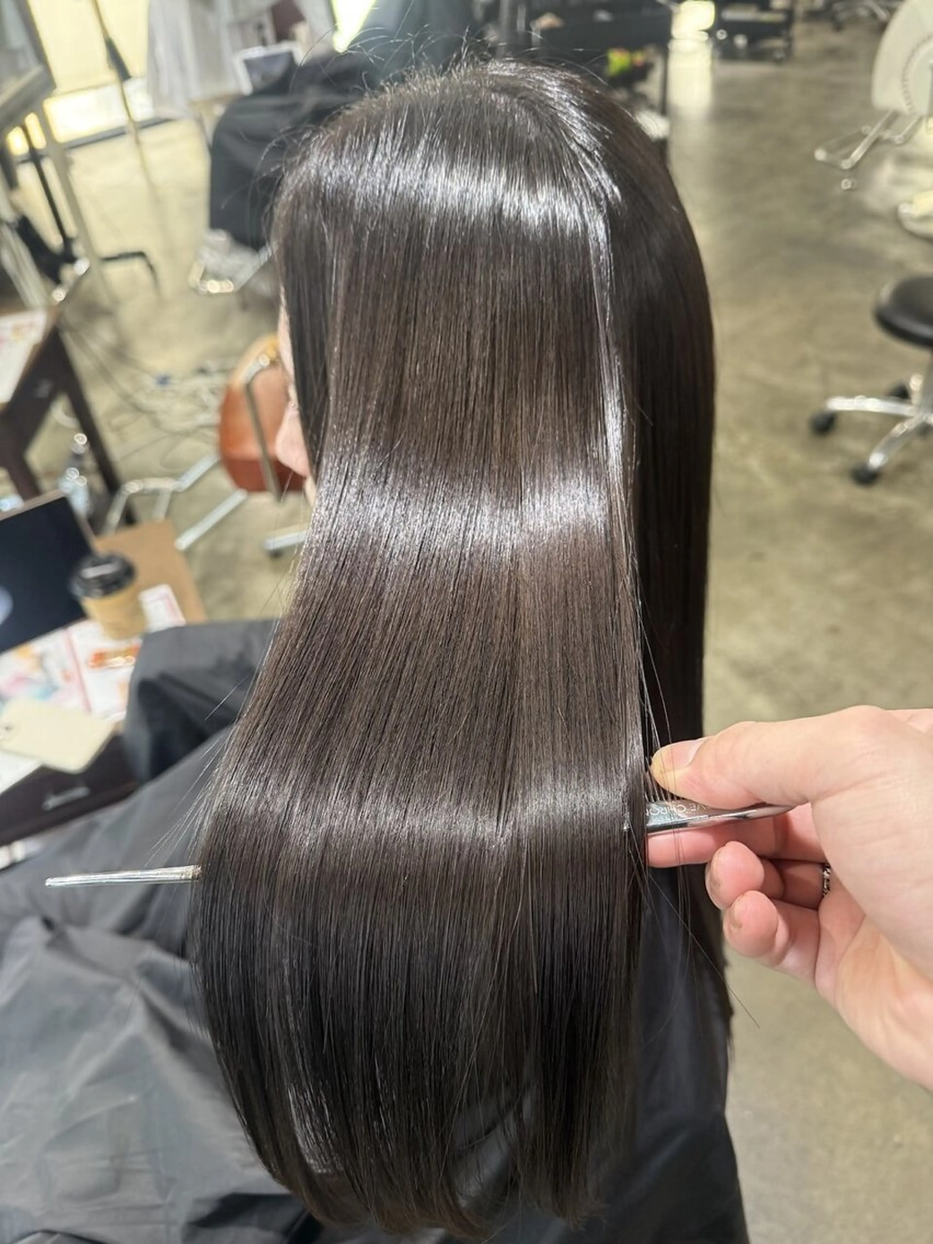 ロング 縮毛矯正 暖色/透明感カラー tsugu💞のヘアスタイル