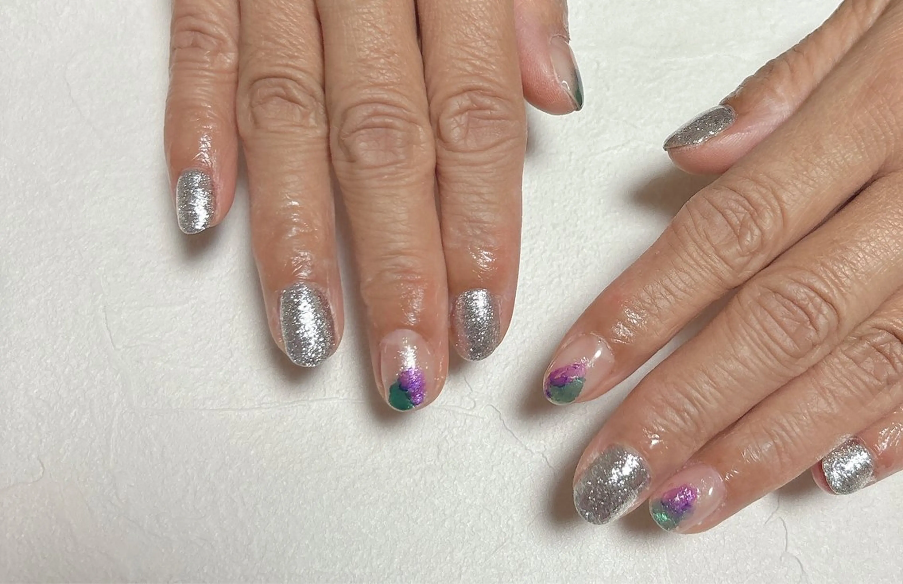 ネイル オーロラネイル フットネイル フレンチネイル ジェルネイル 韓国ネイル Mogu nail 二子玉川のネイルデザイン