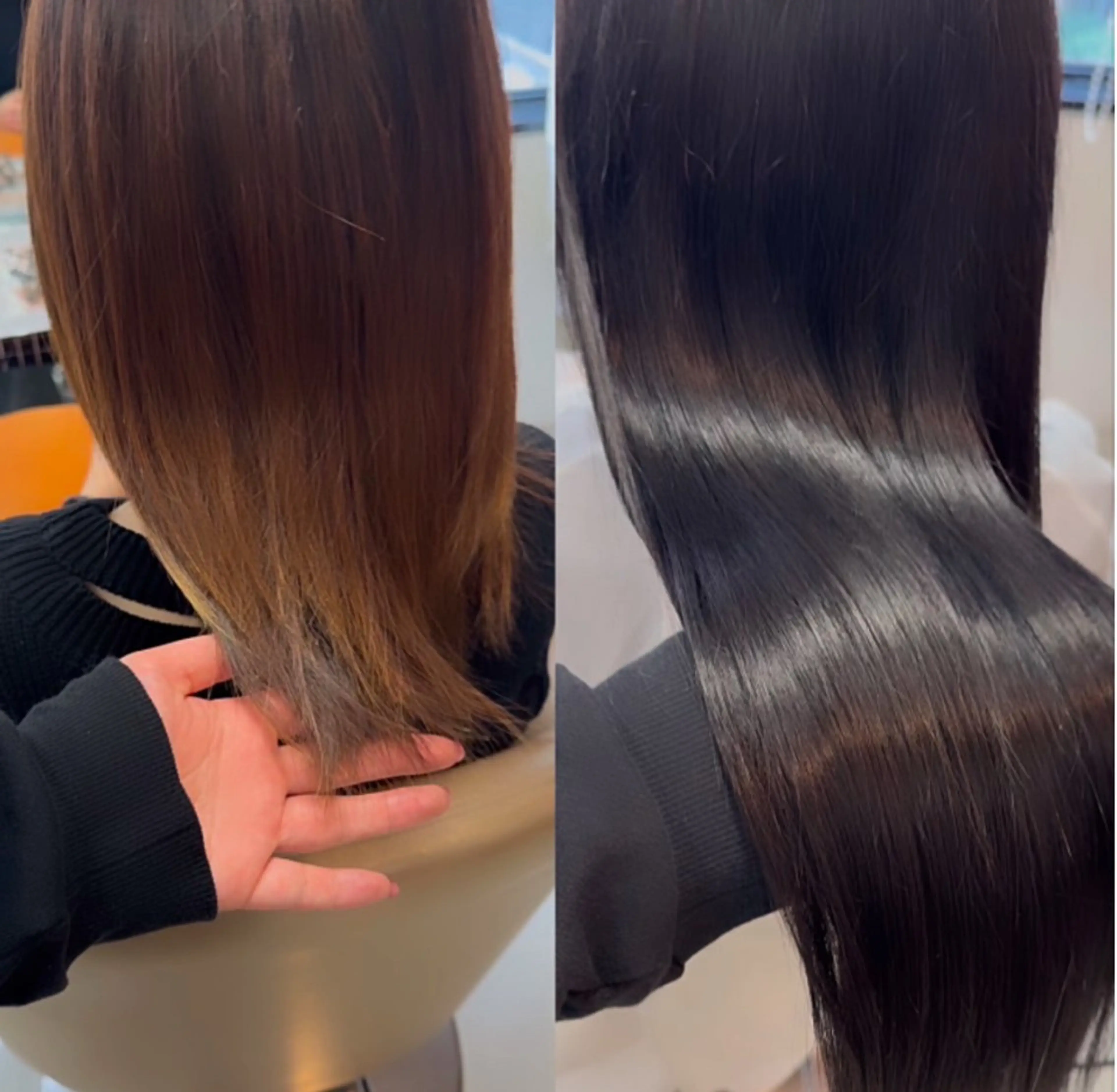 セミロング ヘアカラー エクステ 暖色カラー❤️横浜 エクステらん🦖のヘアスタイル