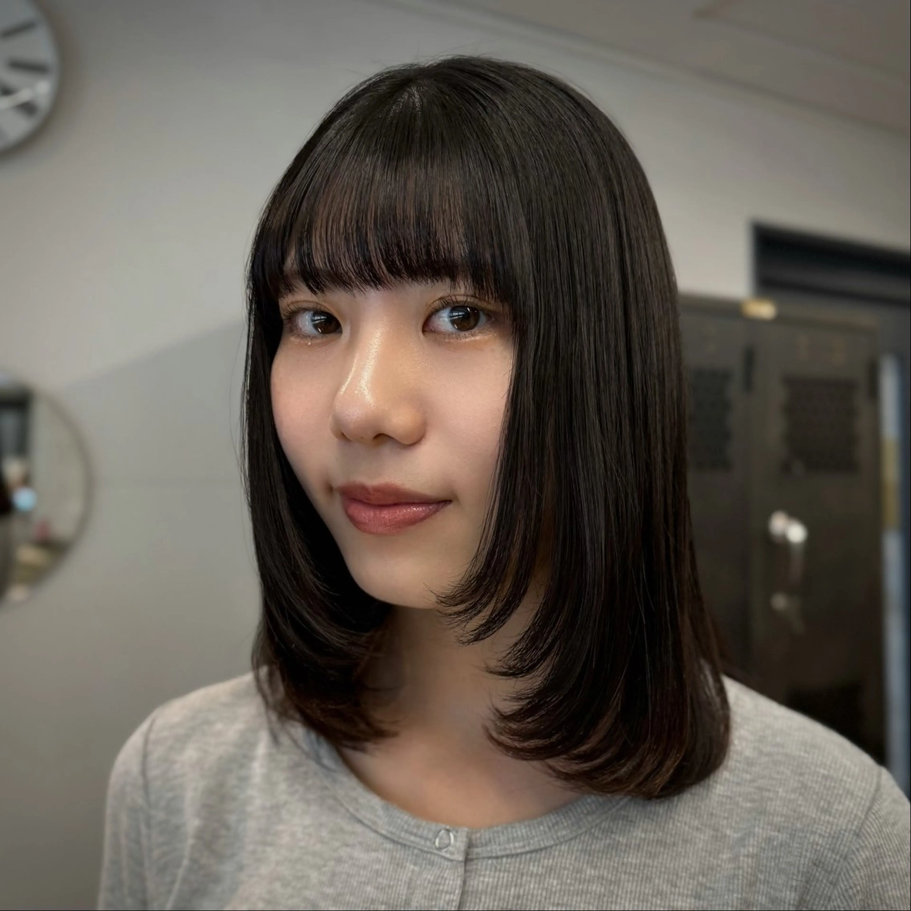 ミディアム カット 縮毛矯正 トリートメント INORI🐳/ ボ ブ/フェイスレイヤーのヘアスタイル