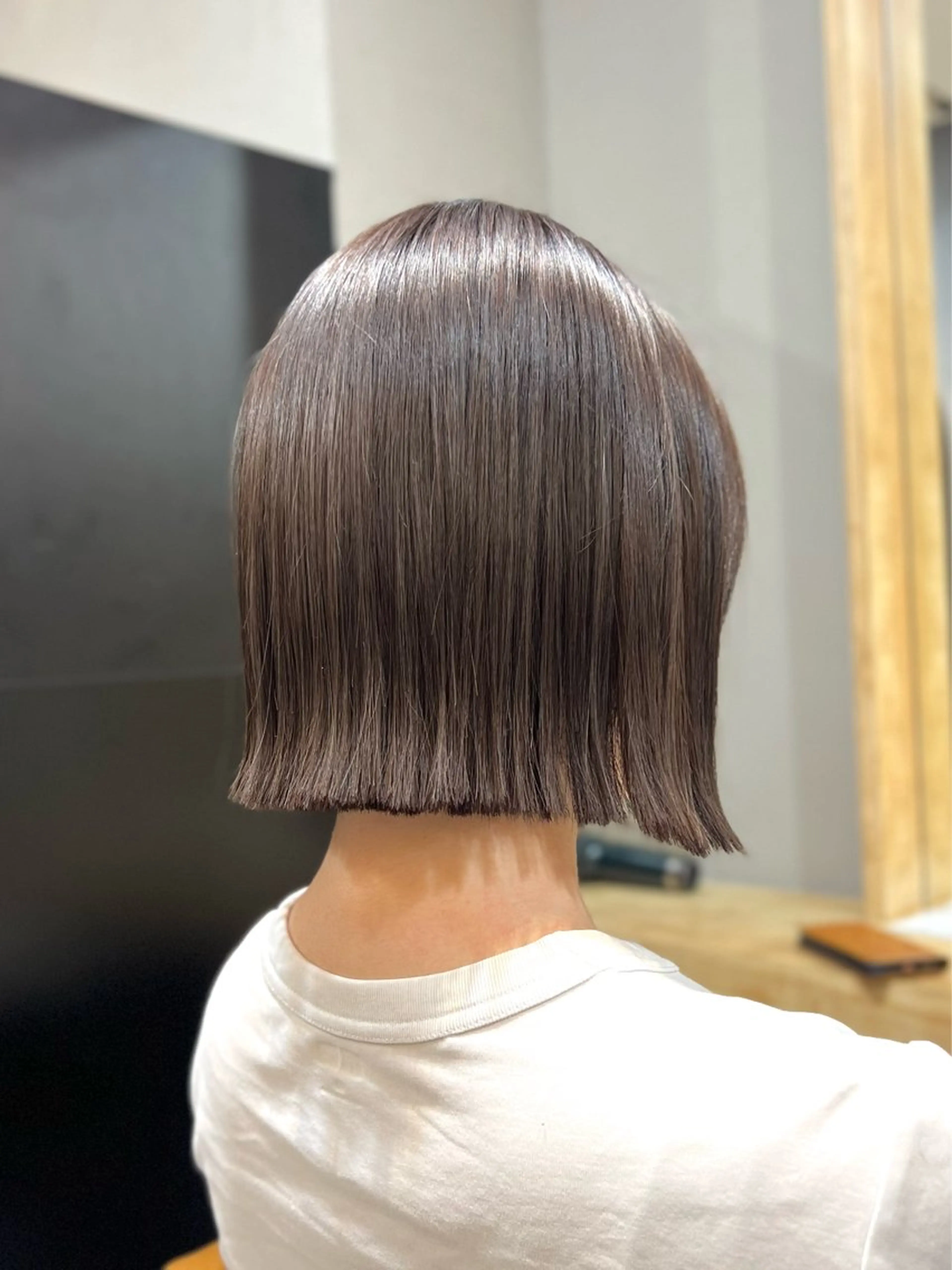 ショート カラー 切りっぱなしボブ グレージュ ボブ カット ヘアカラー トリートメント 神戸ボブ✂️ ioe三宮/田 伸佳のヘアスタイル