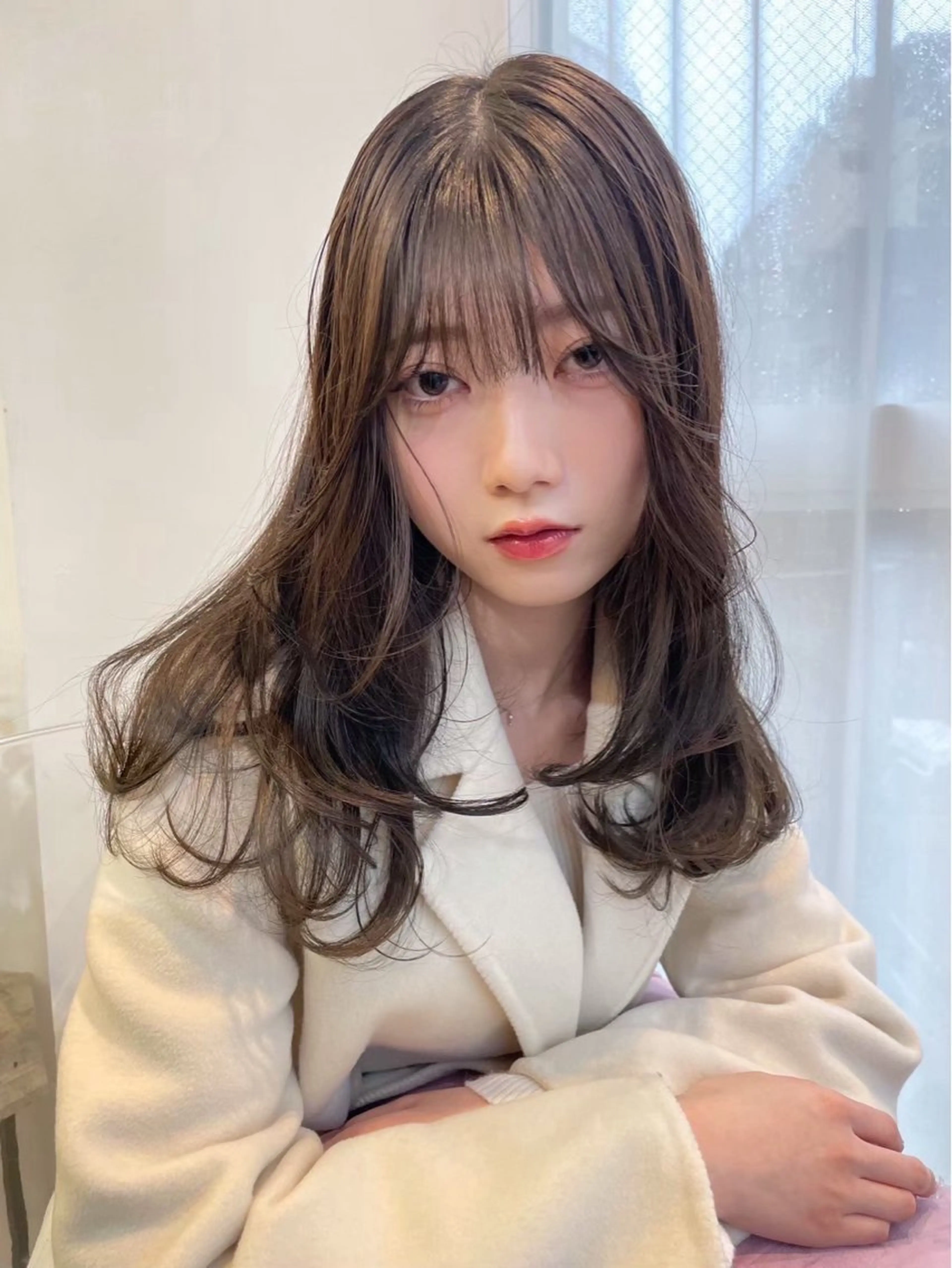 ロング ミストバング レイヤーカット カット ヘアカラー トリートメント ness ネスのヘアスタイル