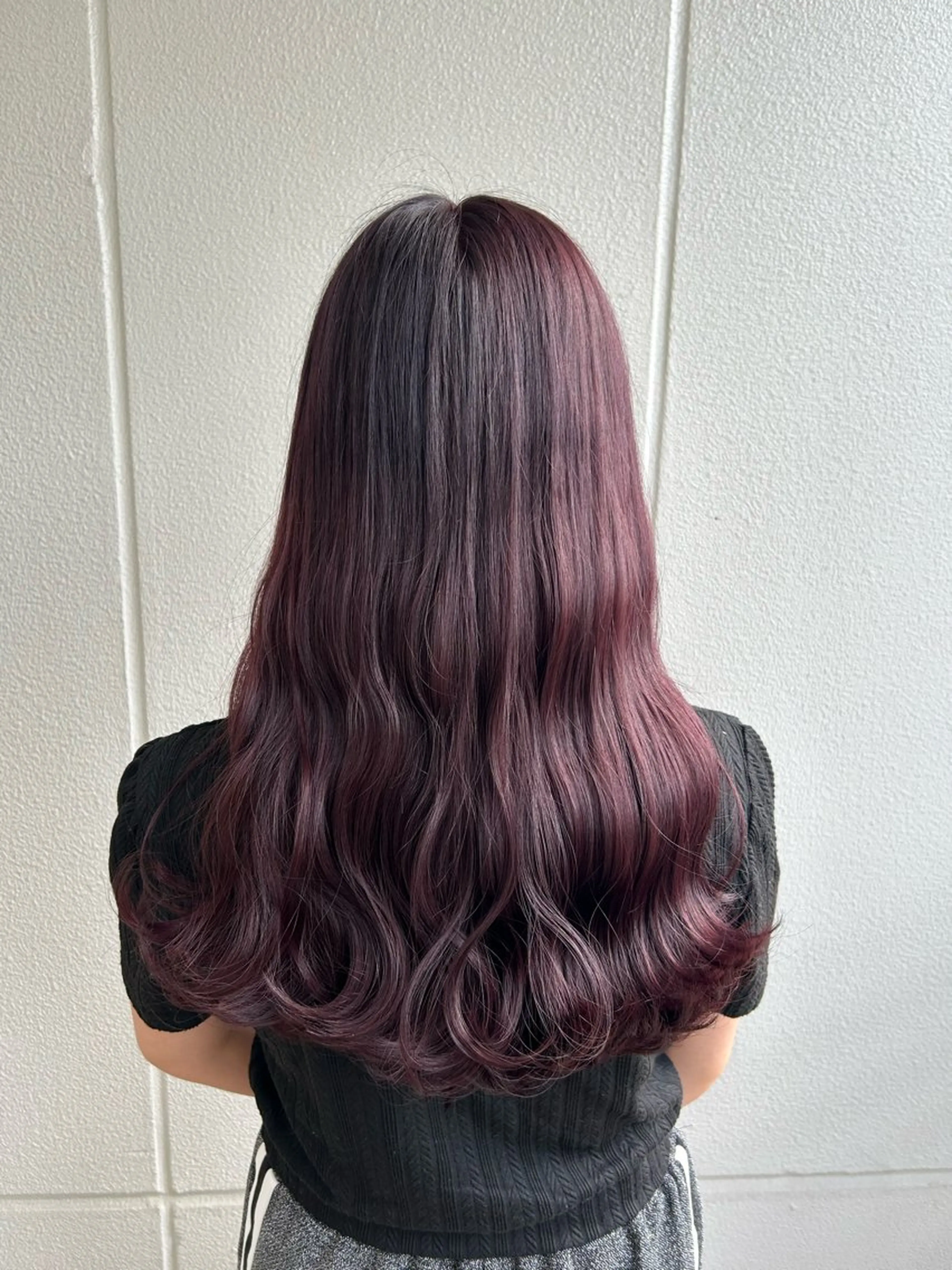 ロング カラー ヘアアレンジ カシス ラベンダーカラー ラベンダーピンク ピンクカラー 《暖色/韓国レイヤー 》🇰🇷桑原ユキネのヘアスタイル