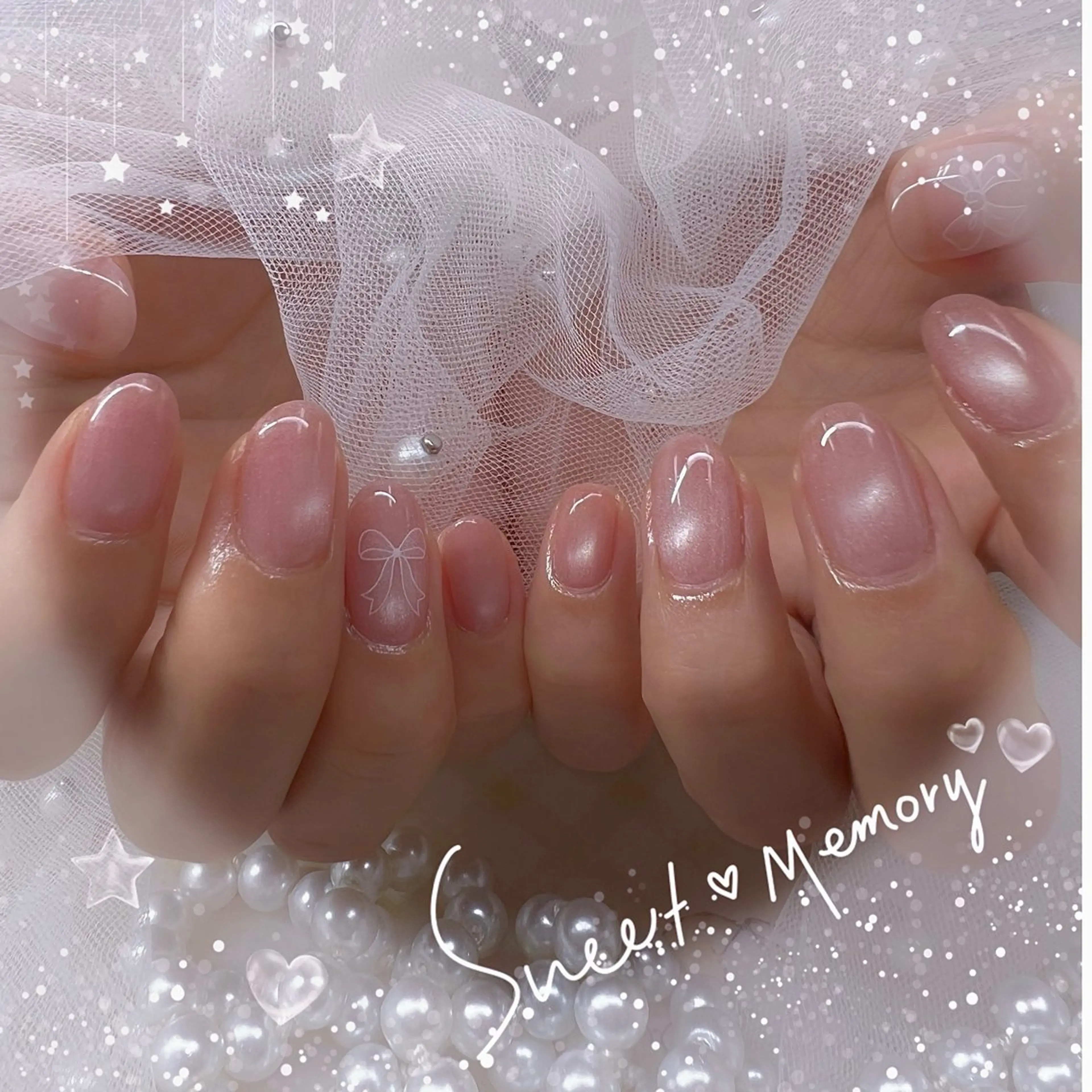 ネイル チークネイル フレンチネイル ガーリー ガラスフレンチ グラデーション ハンドネイル ハンドケア Chill Nailsalonのネイルデザイン