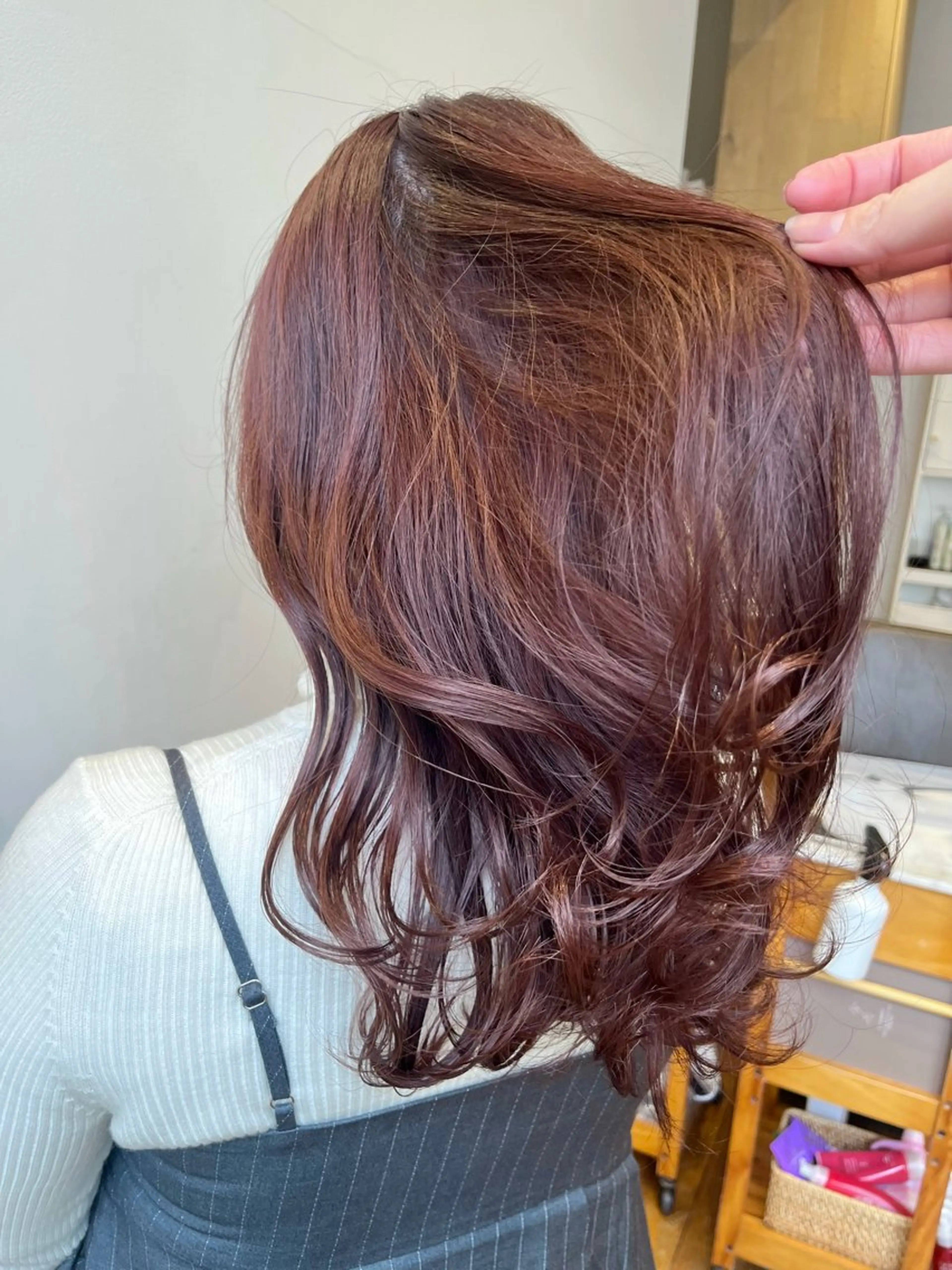 セミロング カラー ヘアカラー 辻しおり/似合わせ カット/暖色カラー栄のヘアスタイル