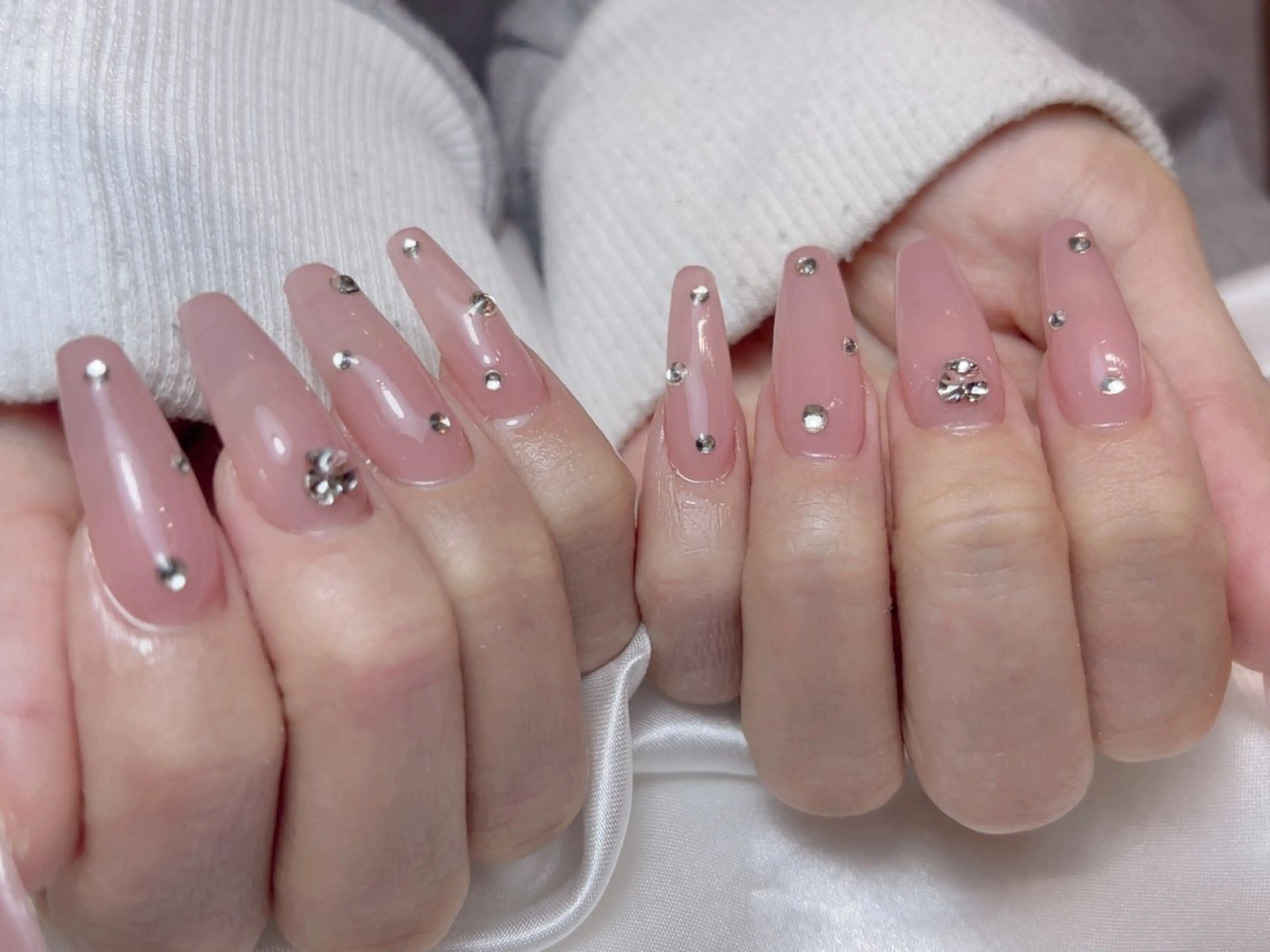 ネイル 成人式 長さ出し ピンク ハンドネイル salon de Tiara 碧のネイルデザイン
