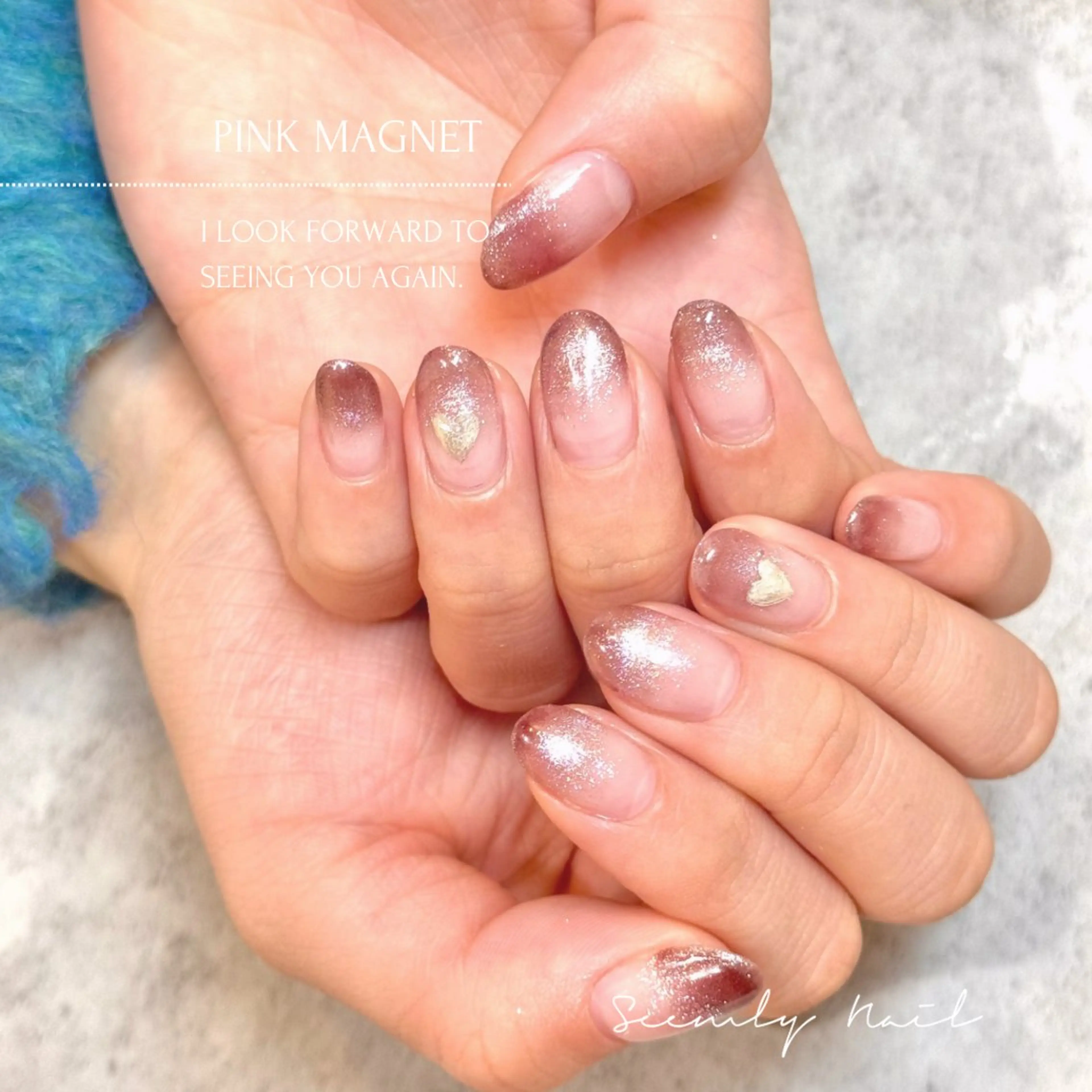 ネイル ジェルネイル ハート マグネットネイル パラジェル バレンタイン ハンドネイル Seemly 千田町店所属・フラワーパラジェル 🌸シームリーエミのネイルデザイン