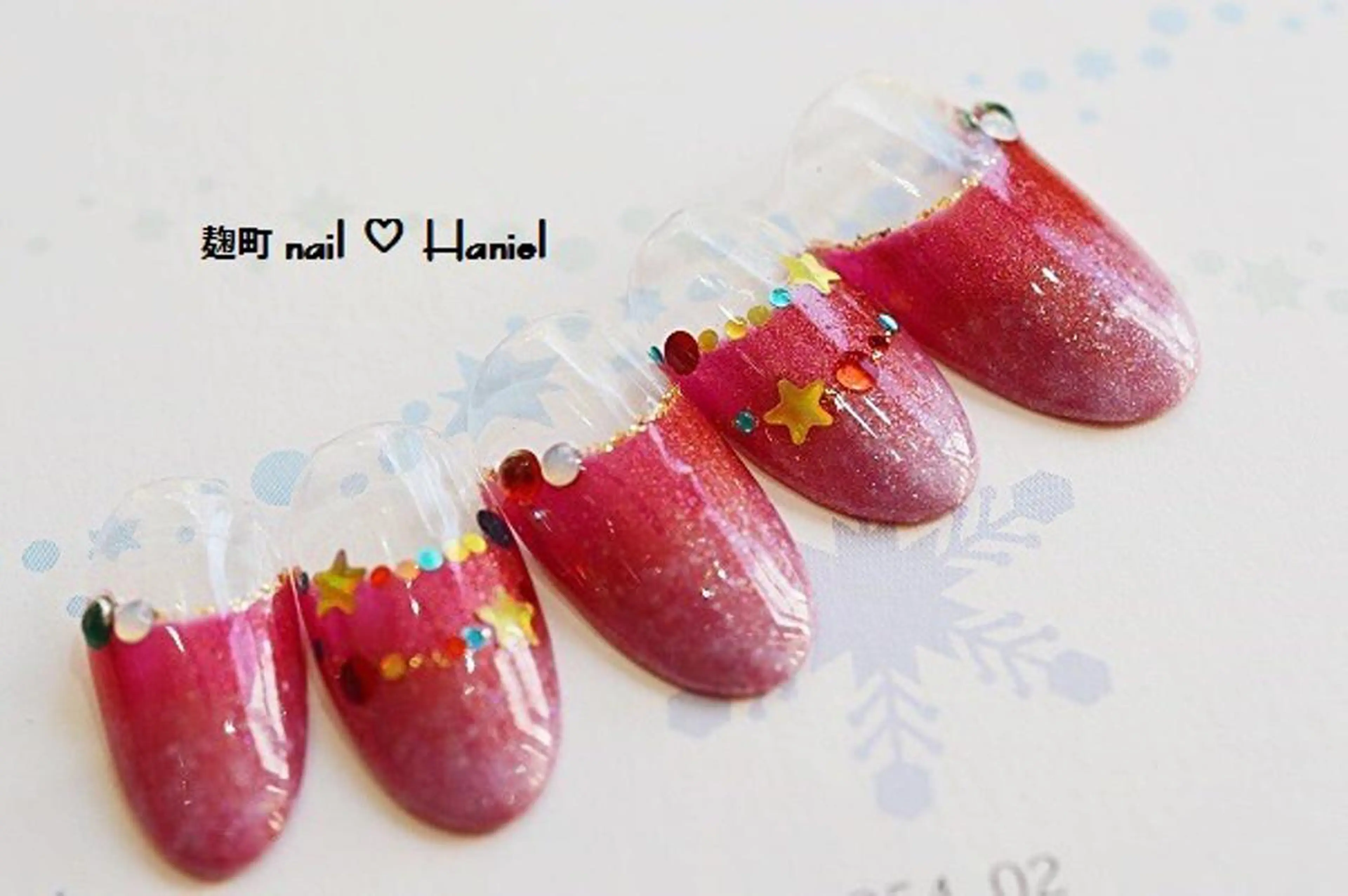 ネイル アートネイル ジェルネイル パラジェル 冬ネイル クリスマス nail Haniel所属・半蔵門サロンハニエル 魅神 ちよのネイルデザイン