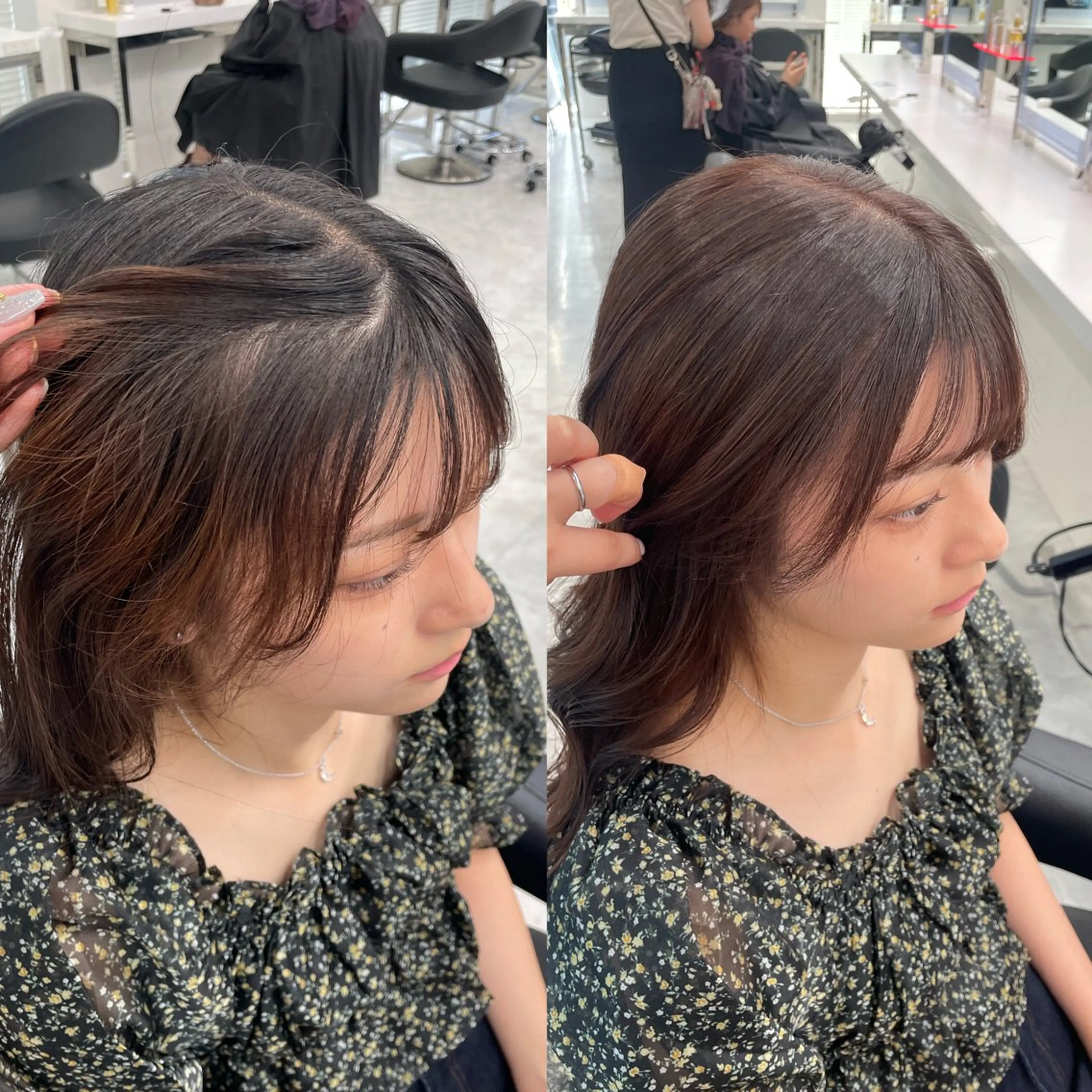 セミロング カラー ヘアアレンジ Ella所属・nana【艶髪】/ レイヤー/縮毛矯正のヘアスタイル