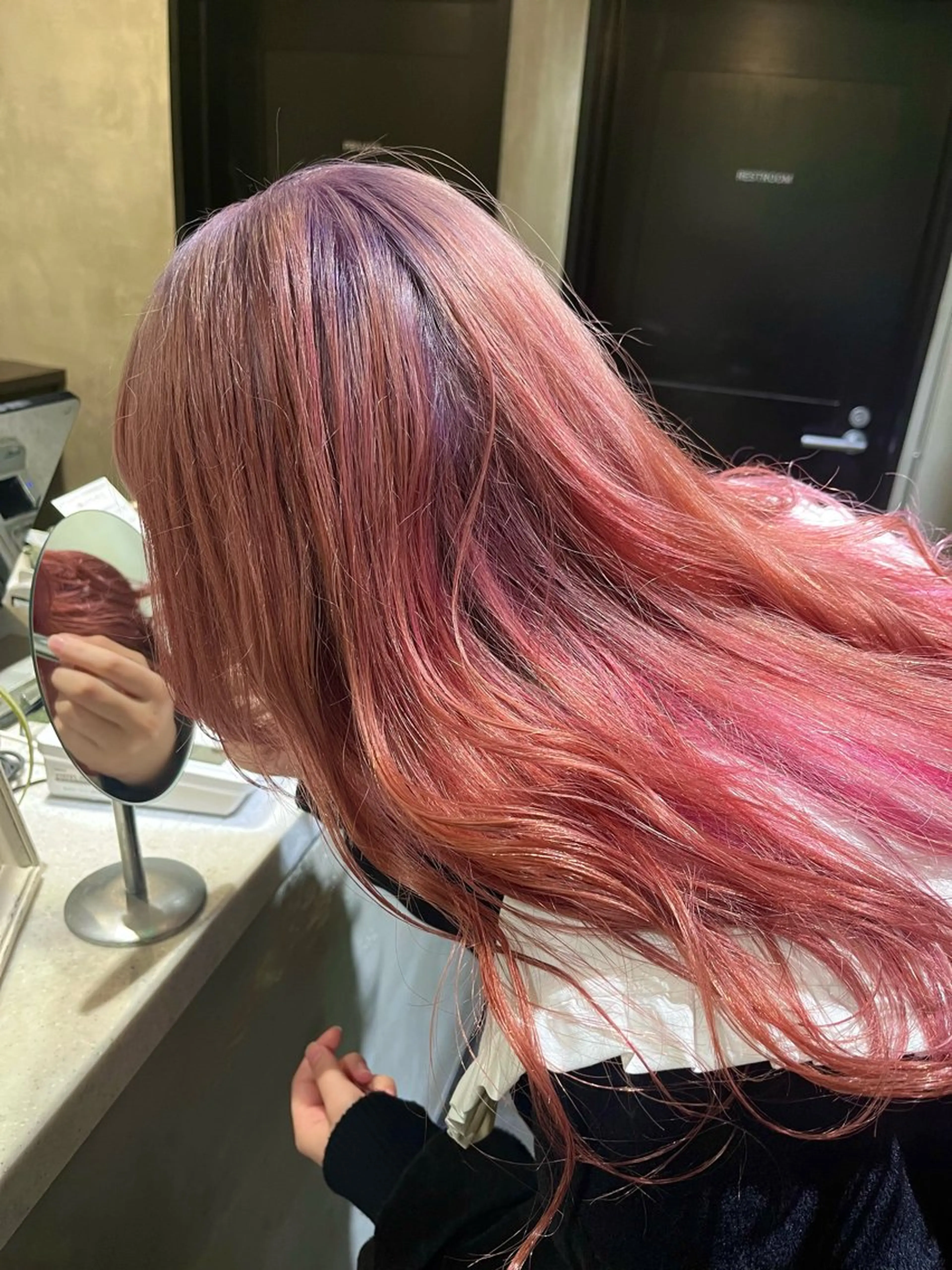 ロング カラー ピンクカラー 暖色🍒姫カット🎀 オタク特化🎀ゆうなのヘアスタイル