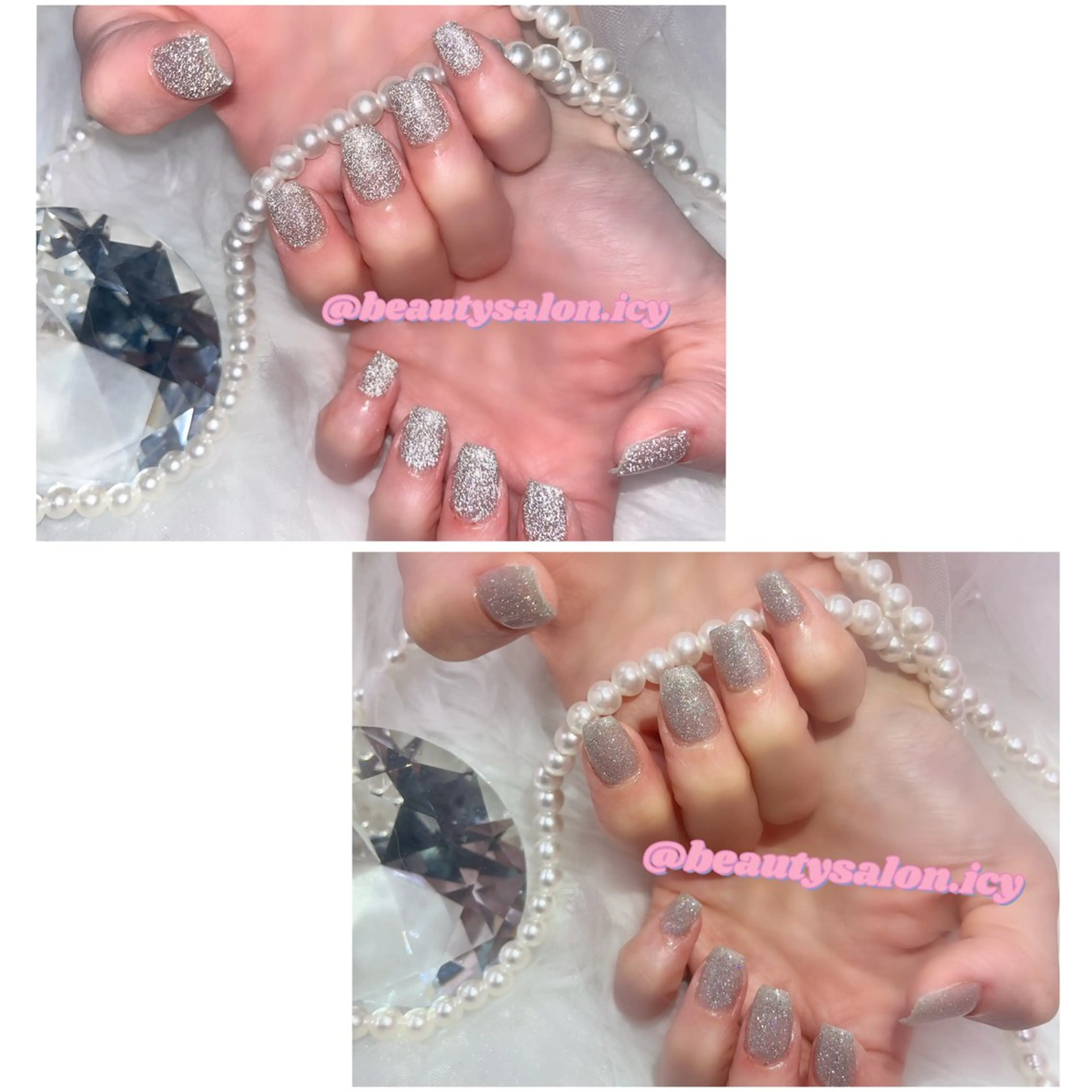 ネイル フラッシュネイル シルバー ハンドネイル icy nail 葵のネイルデザイン