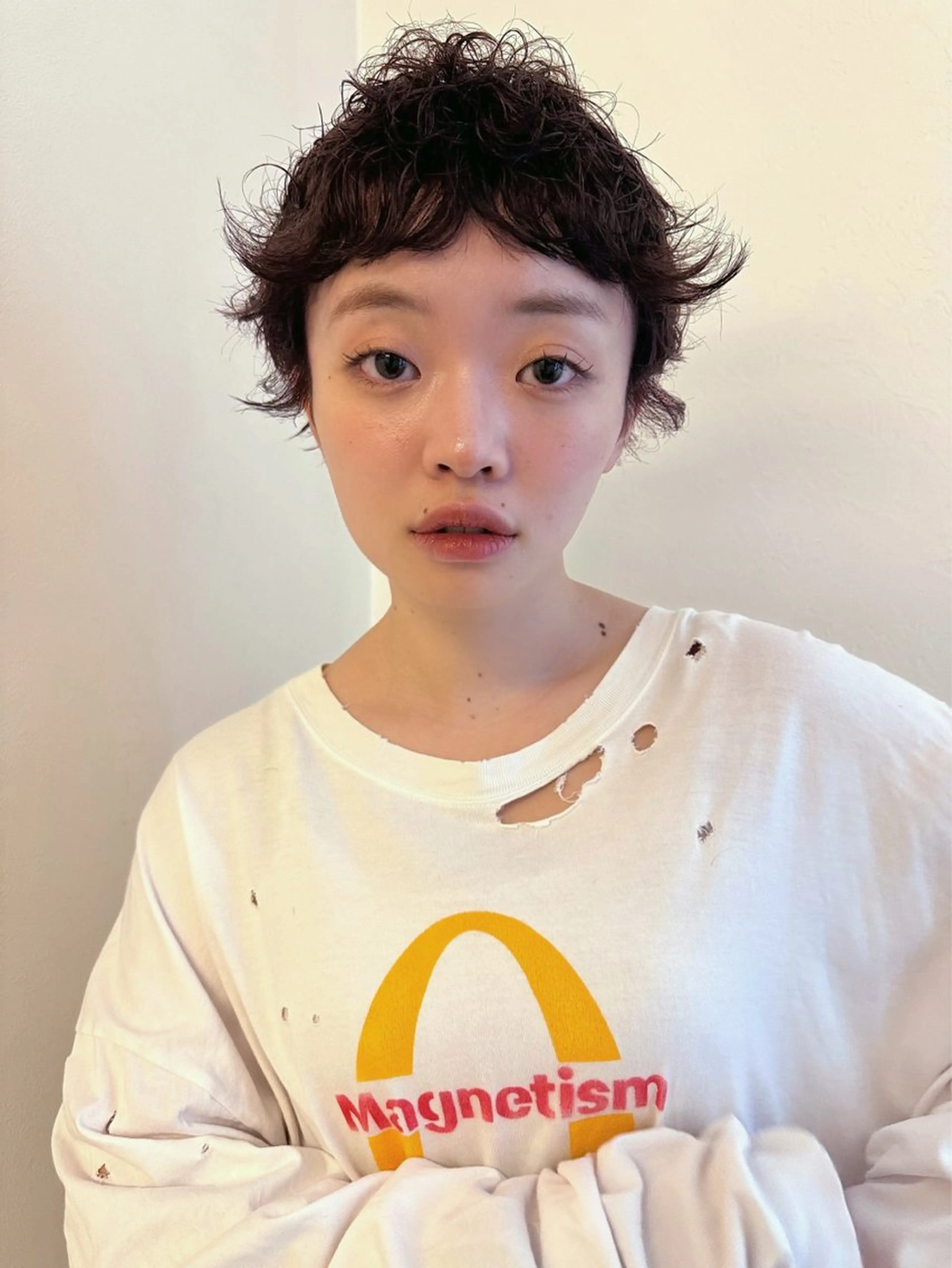ショート カラー パーマ ヘアアレンジ カット ヘアカラー パーマ トリートメント 丸山渉/パーマ エフェクトブリーチのヘアスタイル