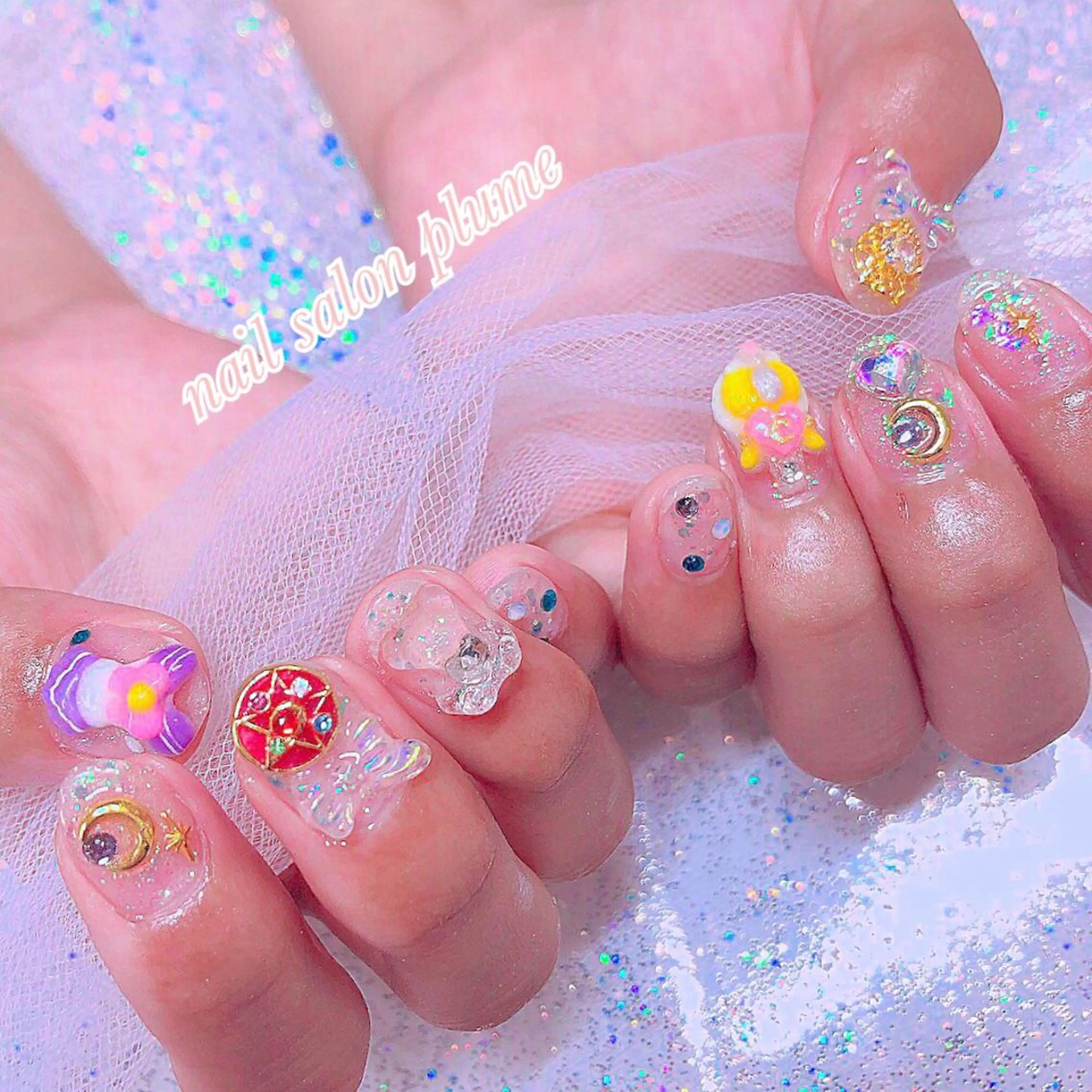 ネイル アートネイル オーロラネイル ハート キラキラネイル 韓国ネイル ハンドネイル plume nail ☆韓国ネイルのネイルデザイン