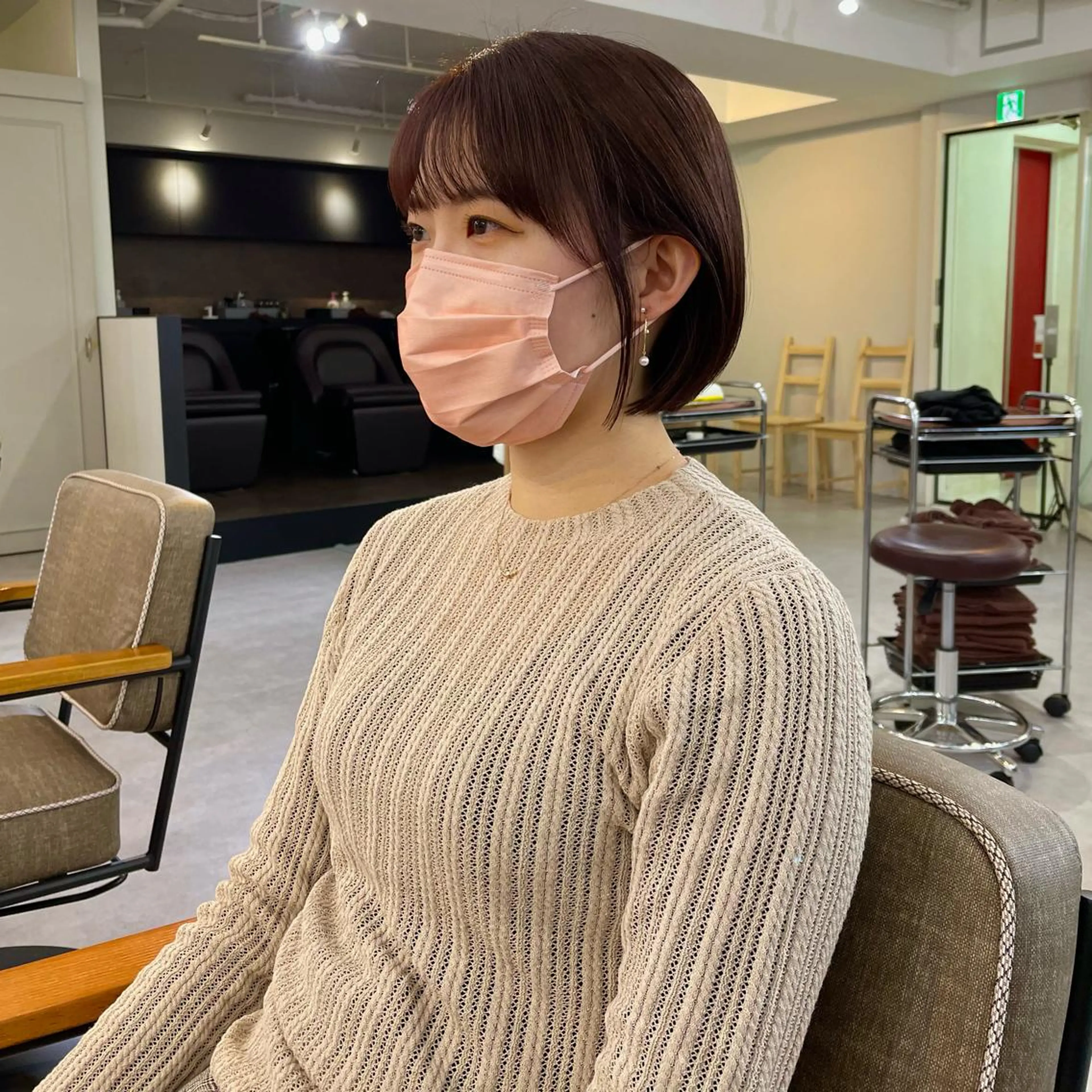 ショート カラー ボブ ショートヘア パーマ* 顔まわり似合わせのヘアスタイル