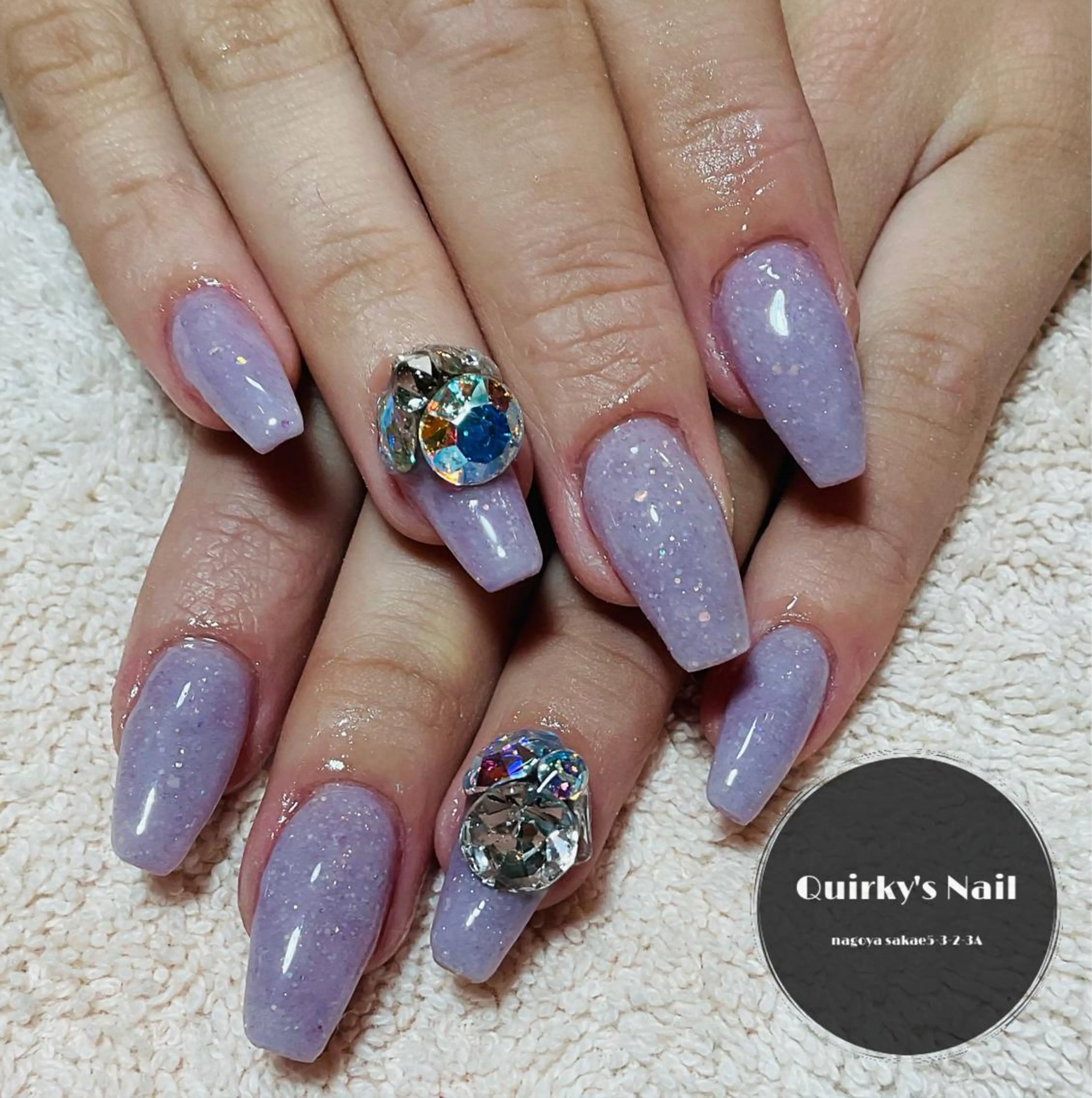 ネイル アートネイル ジェルネイル ラメ(グリッター) ワンカラーネイル パープル Quirky's Nail【栄店】のネイルデザイン
