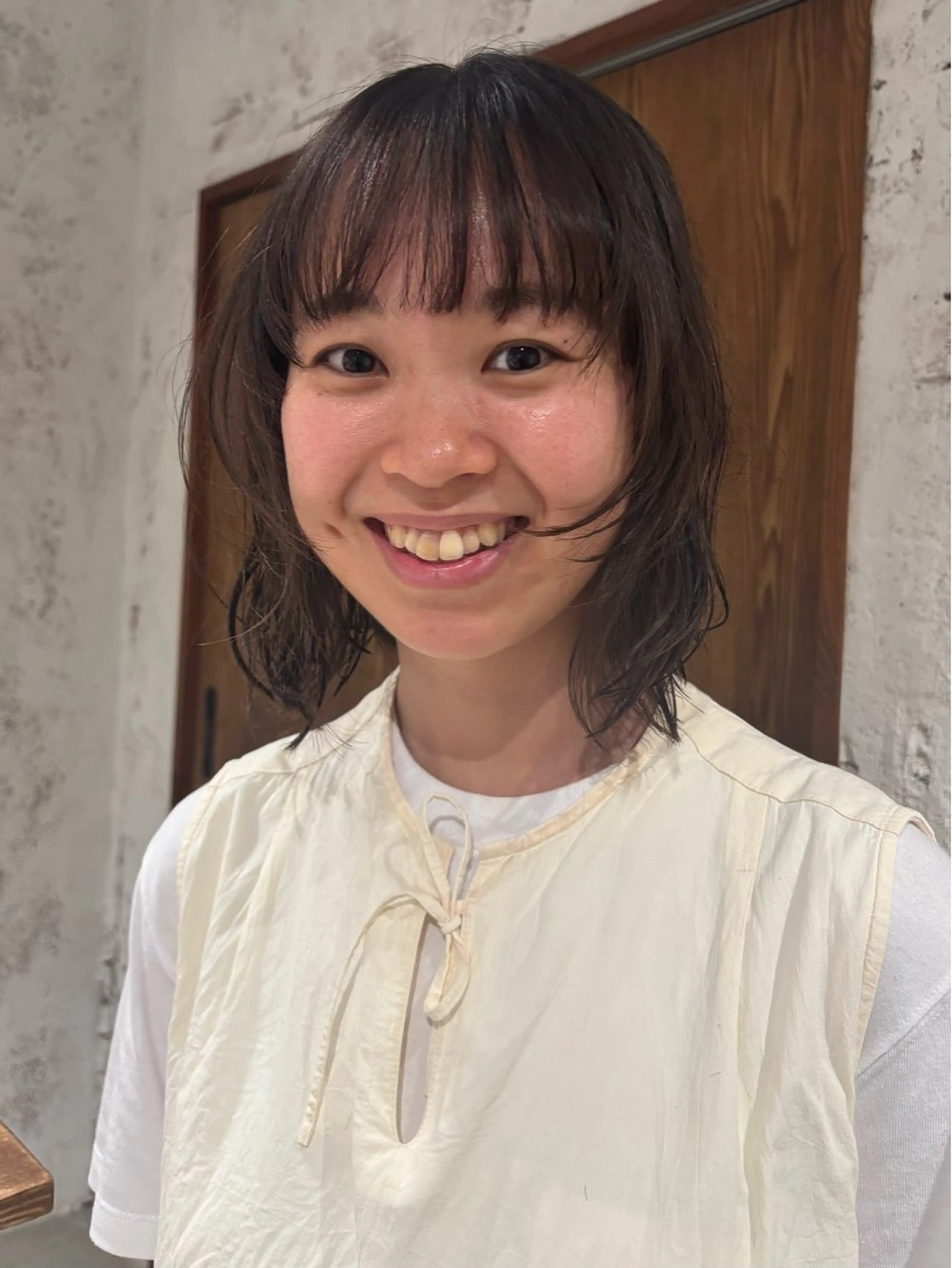 ミディアム 顔周りカット 福岡 奈砂のヘアスタイル