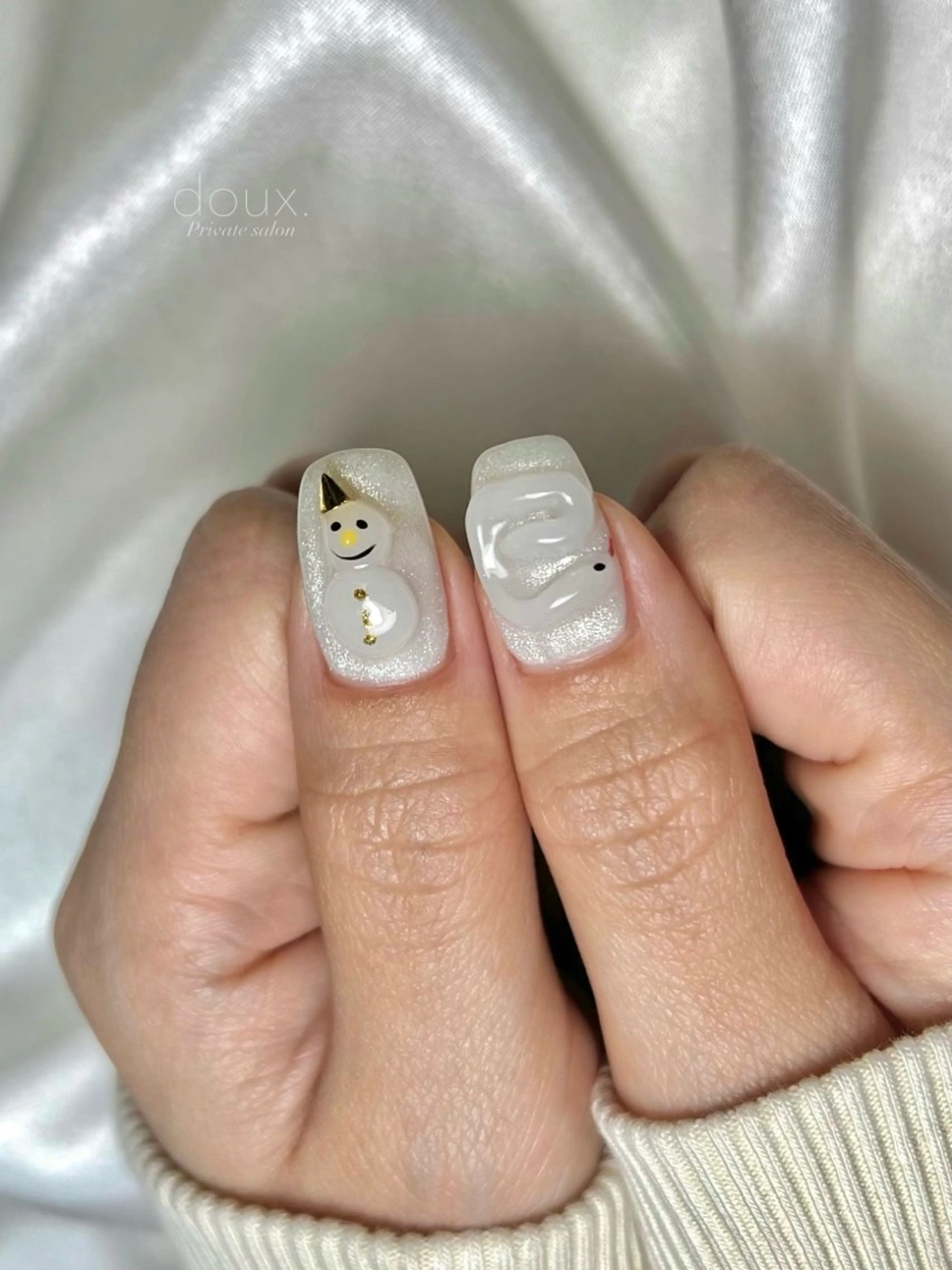 ネイル アニマル柄 フラッシュネイル 韓国ネイル マグネットネイル 冬ネイル ハンドネイル doux. nailのネイルデザイン
