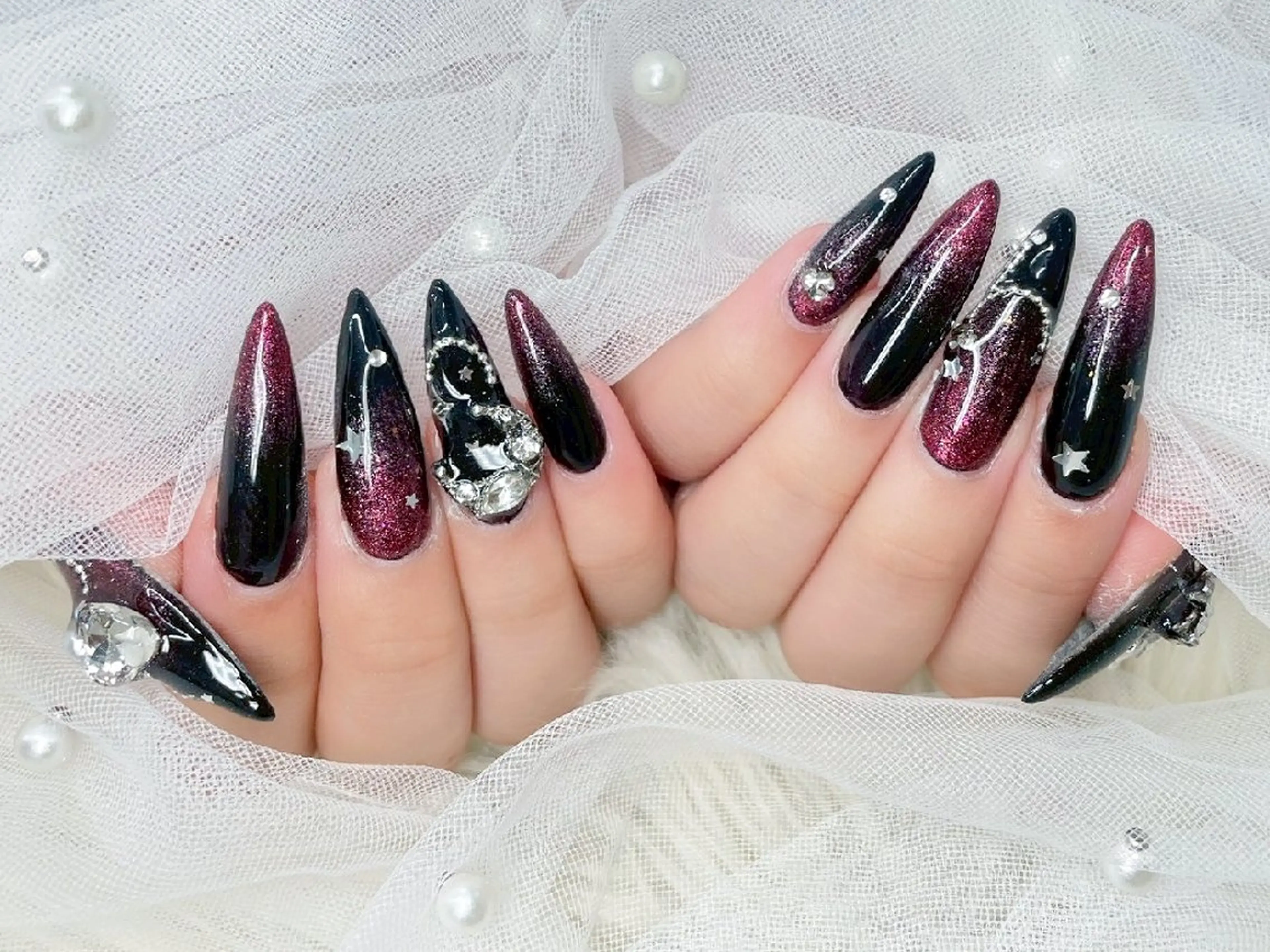 ネイル 長さ出し フラッシュネイル フレンチネイル ジェルネイル キラキラネイル Chouette Nailのネイルデザイン
