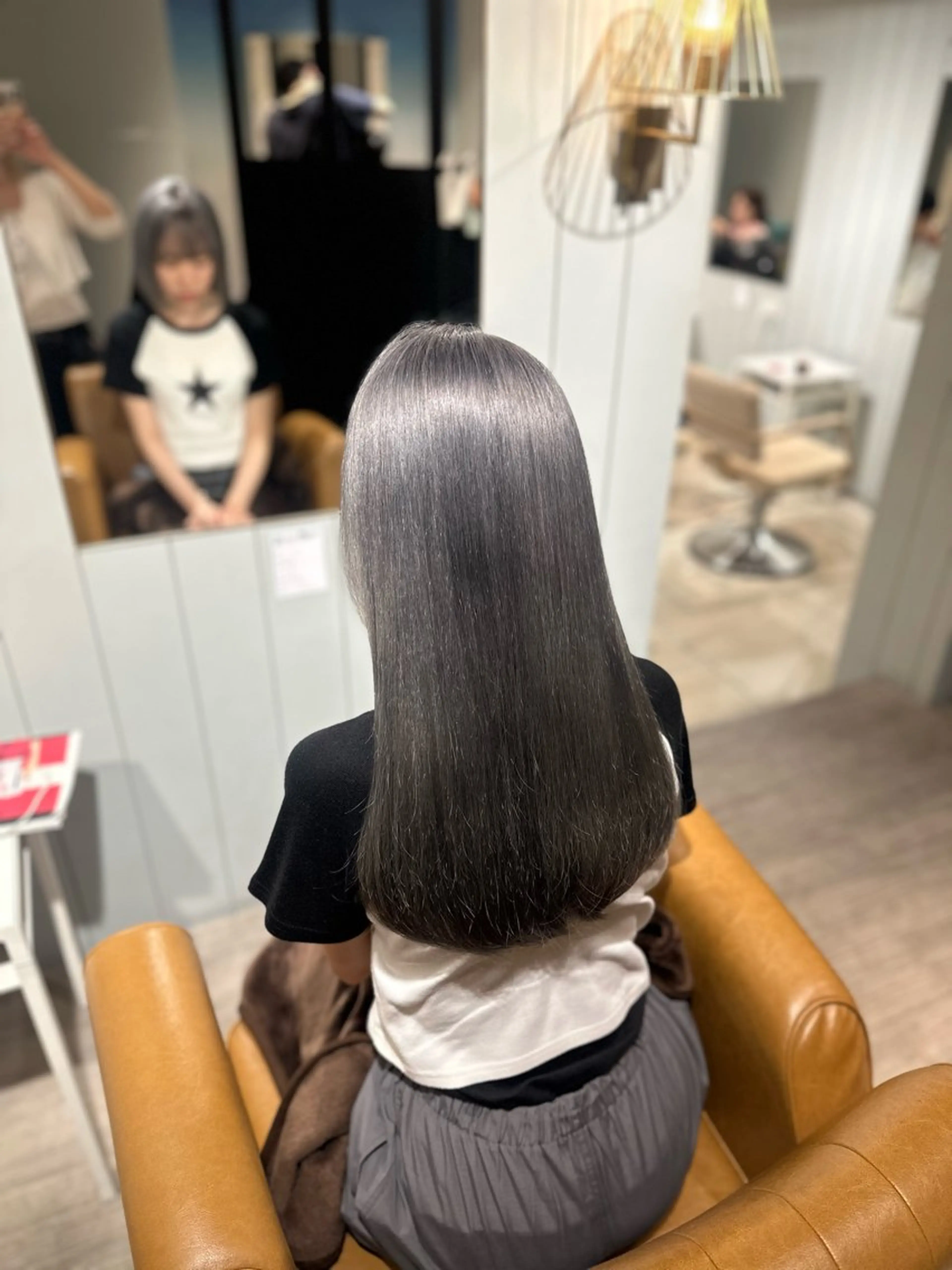 ロング カラー グレージュ ラベンダーカラー ラベンダーグレージュ ラベンダーグレー 髪質改善/韓国ヘア /natsuki🧸のヘアスタイル