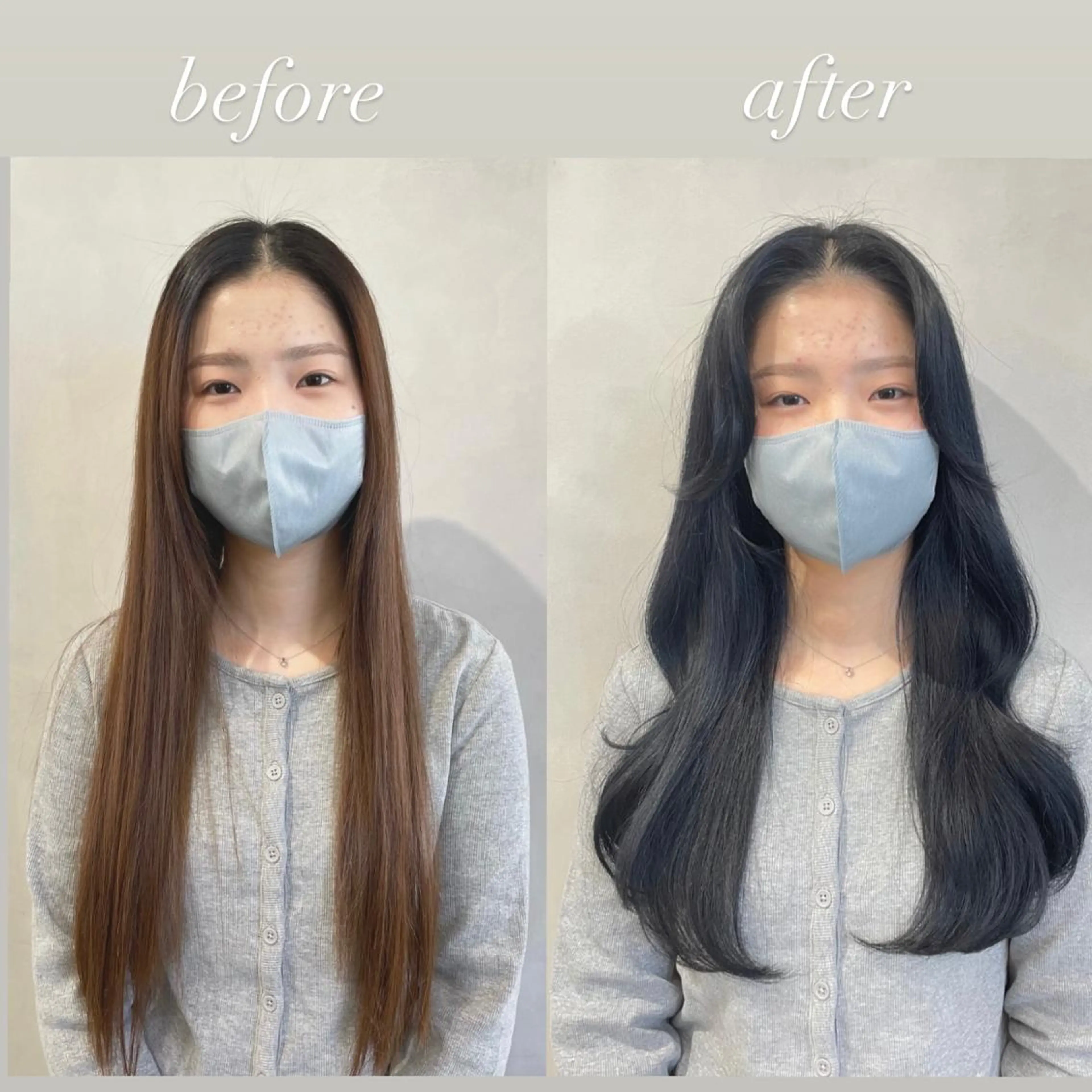 ロング カット ヘアカラー トリートメント ❤︎︎韓国ヘア❤︎︎ 𝑺𝒉𝒊𝒉𝒐のヘアスタイル