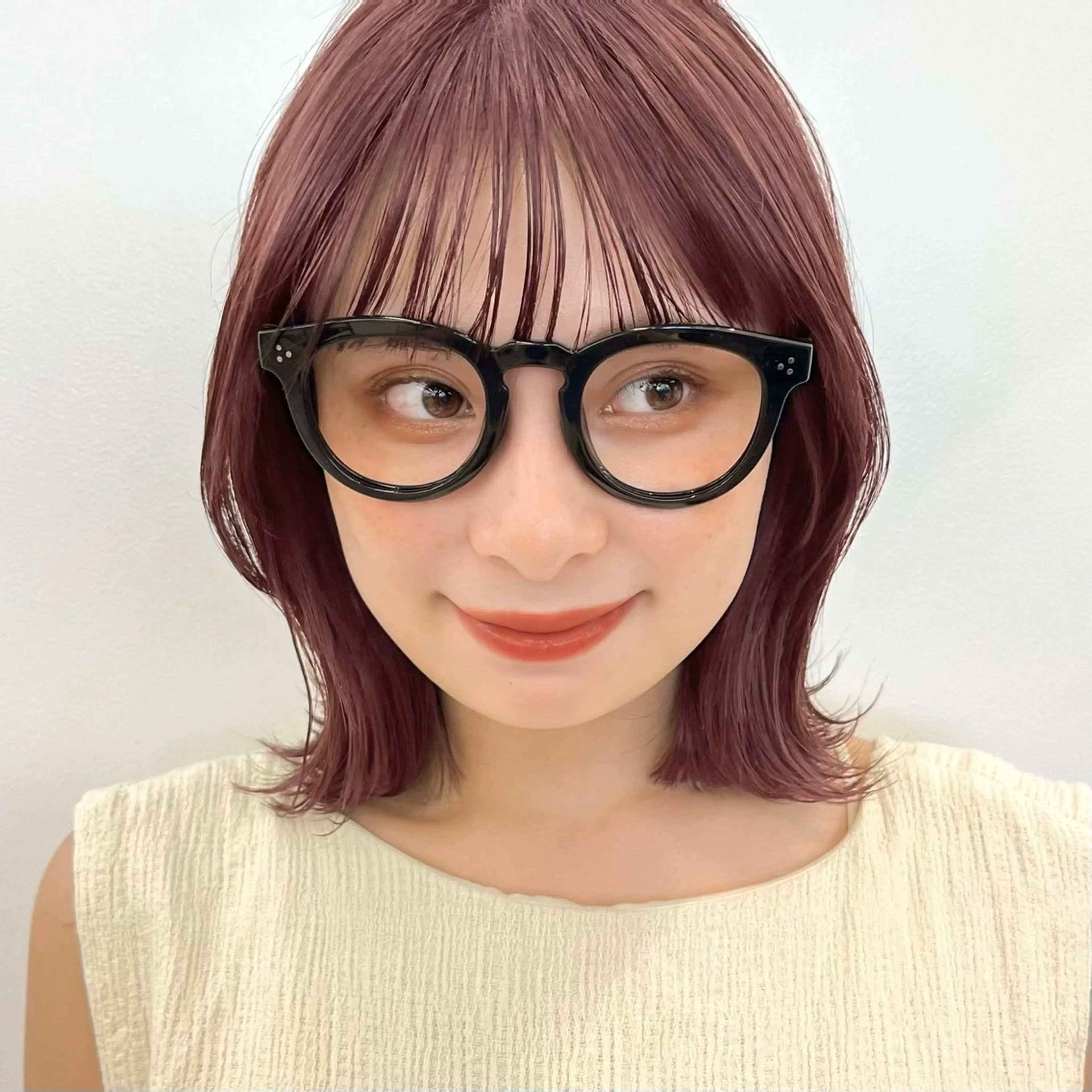 ミディアム カラー ヘアカラー トリートメント 暖色/艶髪/ボブ/ ショート/Ayaのヘアスタイル