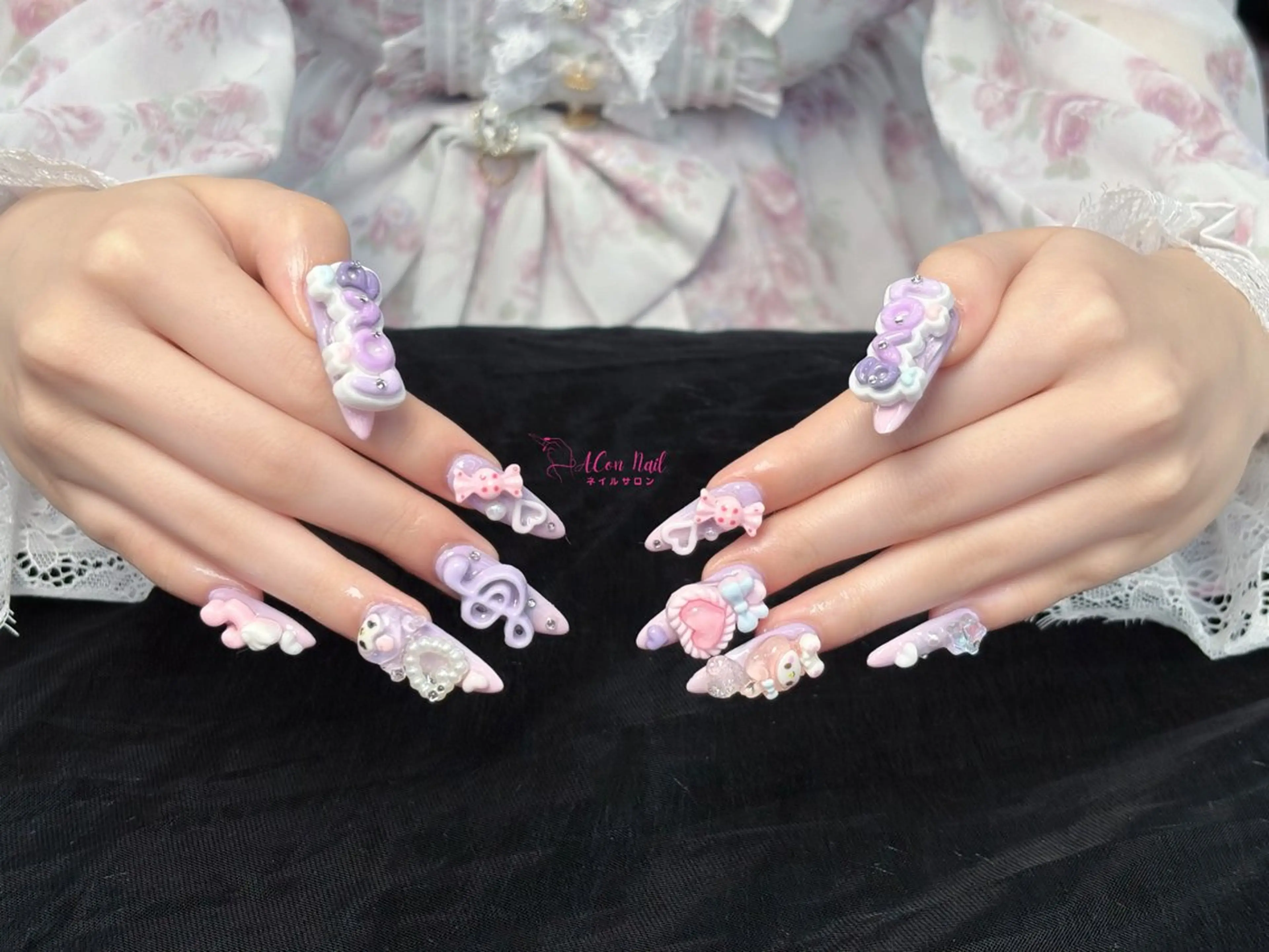 ネイル 桜ネイル 長さ出し フラワーネイル フレンチネイル ジェルネイル ハンドネイル AConNailSalon所属・ACon NailSalonのネイルデザイン