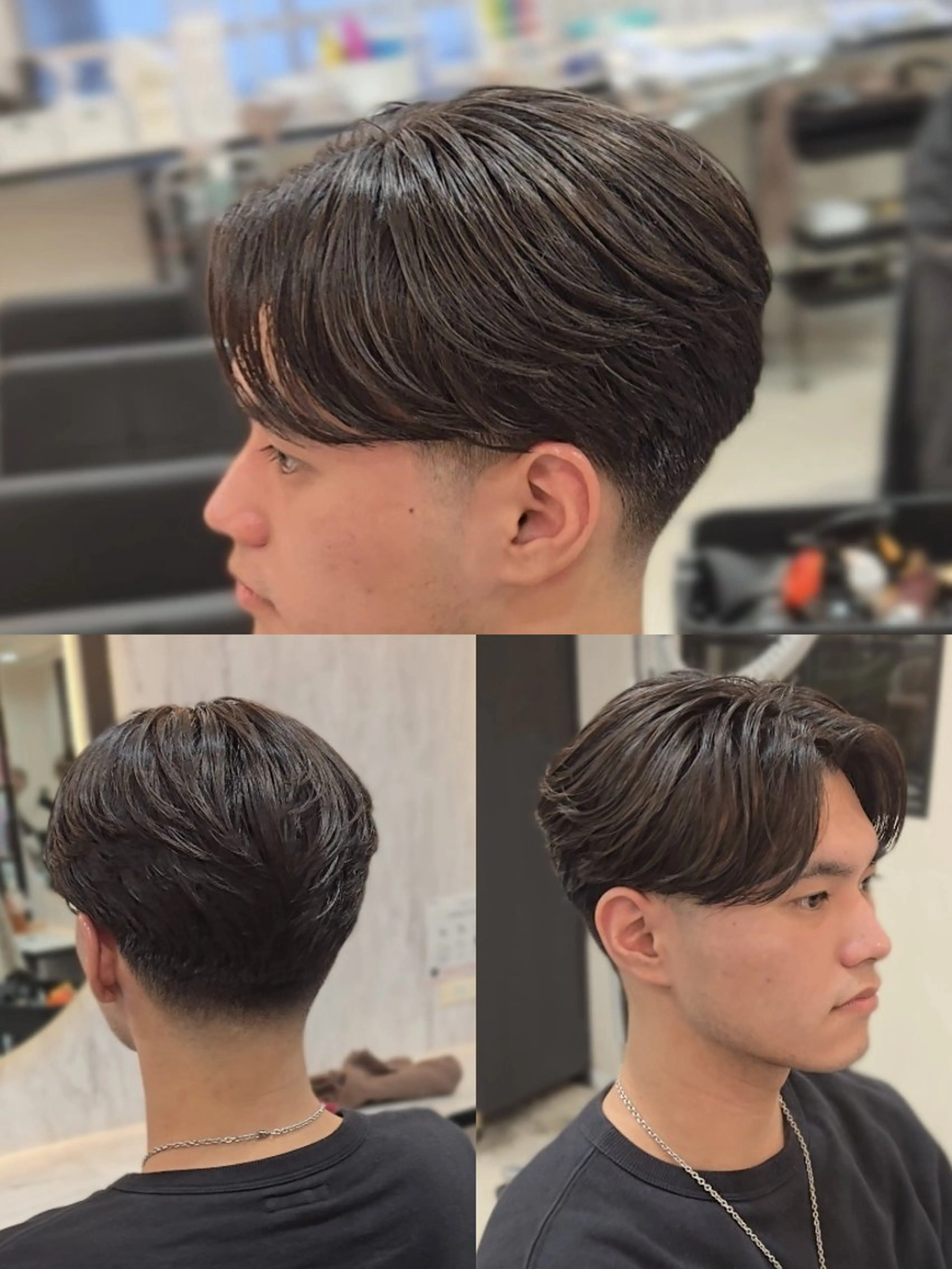 メンズ ミディアム ミディアムパーマ センターパート フェードカット メンズパーマ 刈り上げ カット パーマ ヘアセット Lapis 名古屋駅前店所属・LEN名古屋/パーマ 海外ヘア/メンズ特化のヘアスタイル