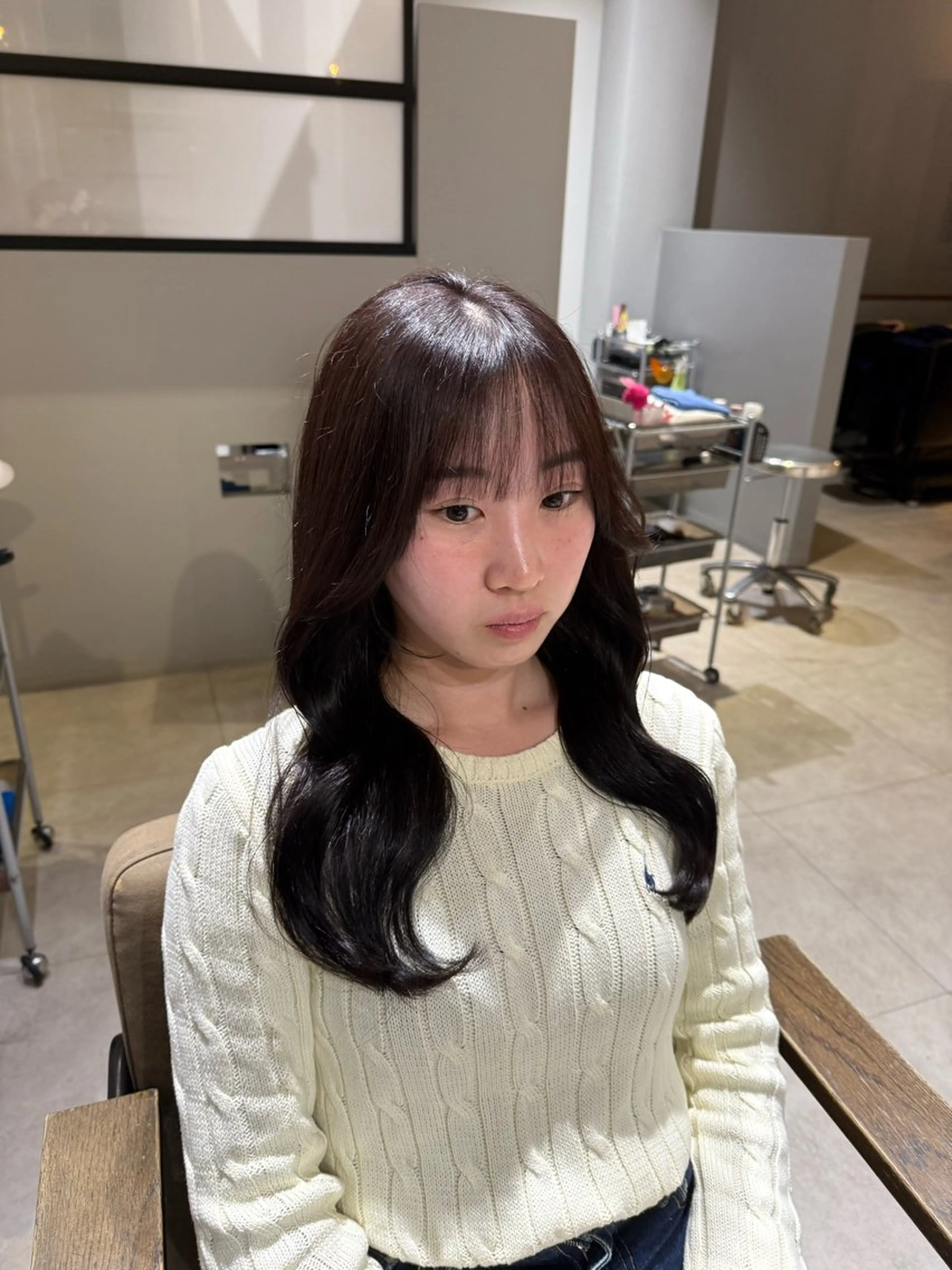 ロング カラー くびれヘア 韓国風ヘア カット ヘアカラー エマ ピボット 中川店所属・富原崇太/ 透明感カラー/韓国風のヘアスタイル