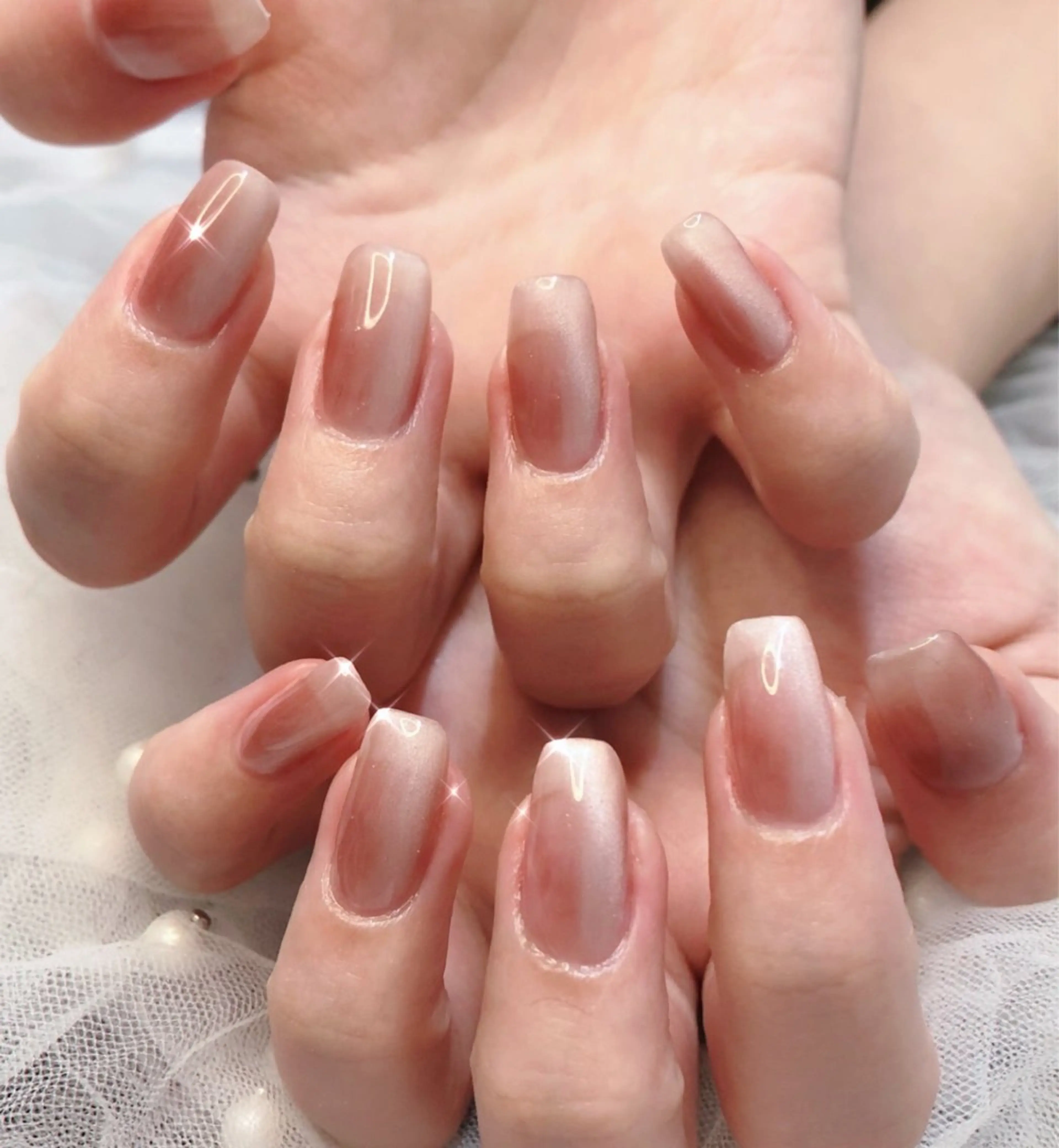 ネイル フレンチネイル ジェルネイル ガラスフレンチ ゴージャス グラデーション 大門浜松町 ネイルのネイルデザイン