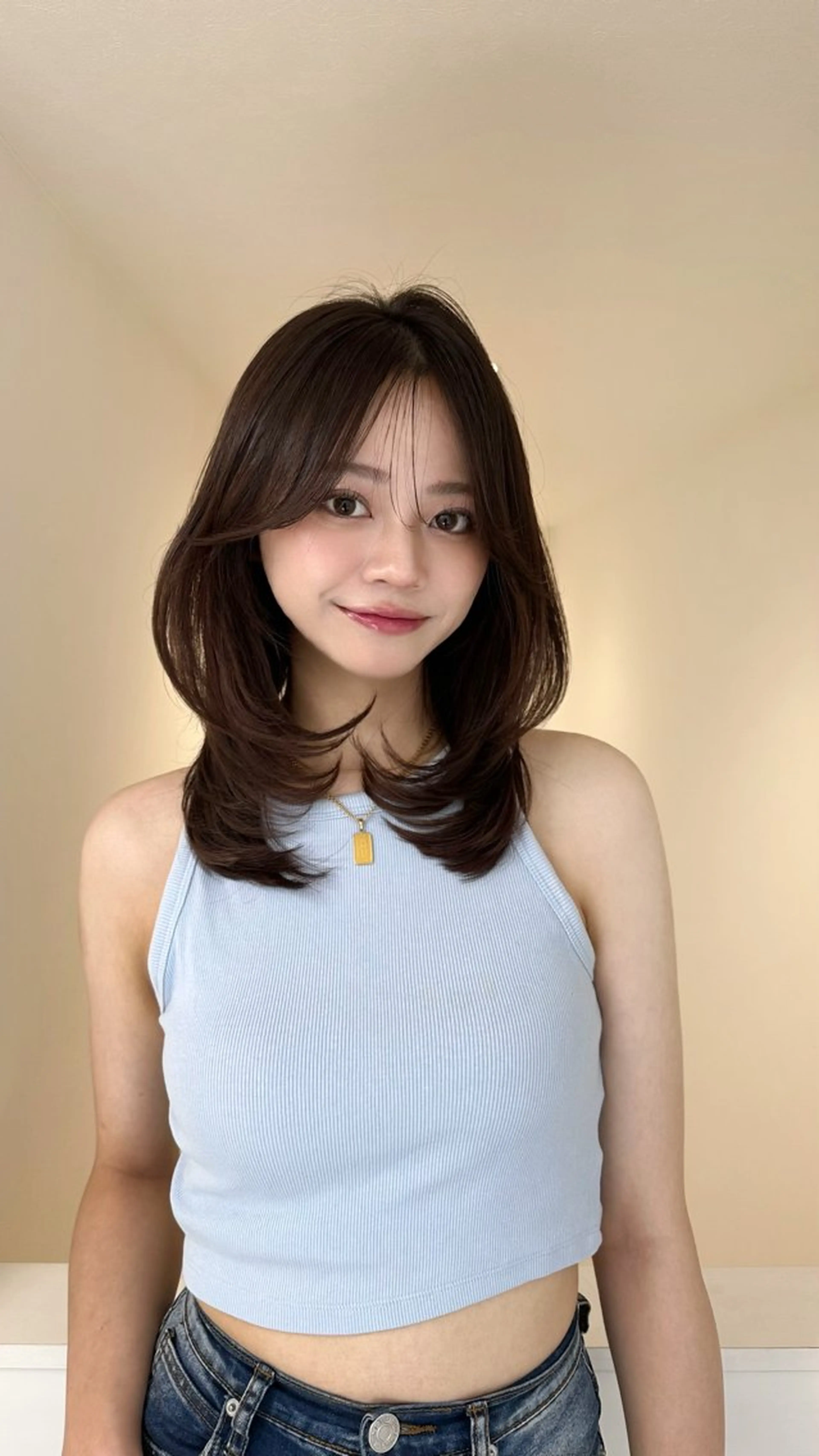 ミディアム ミディアムレイヤー ハッシュカット レイヤーカット カット 中韓mix💖 トレンドヘアMIKUのヘアスタイル