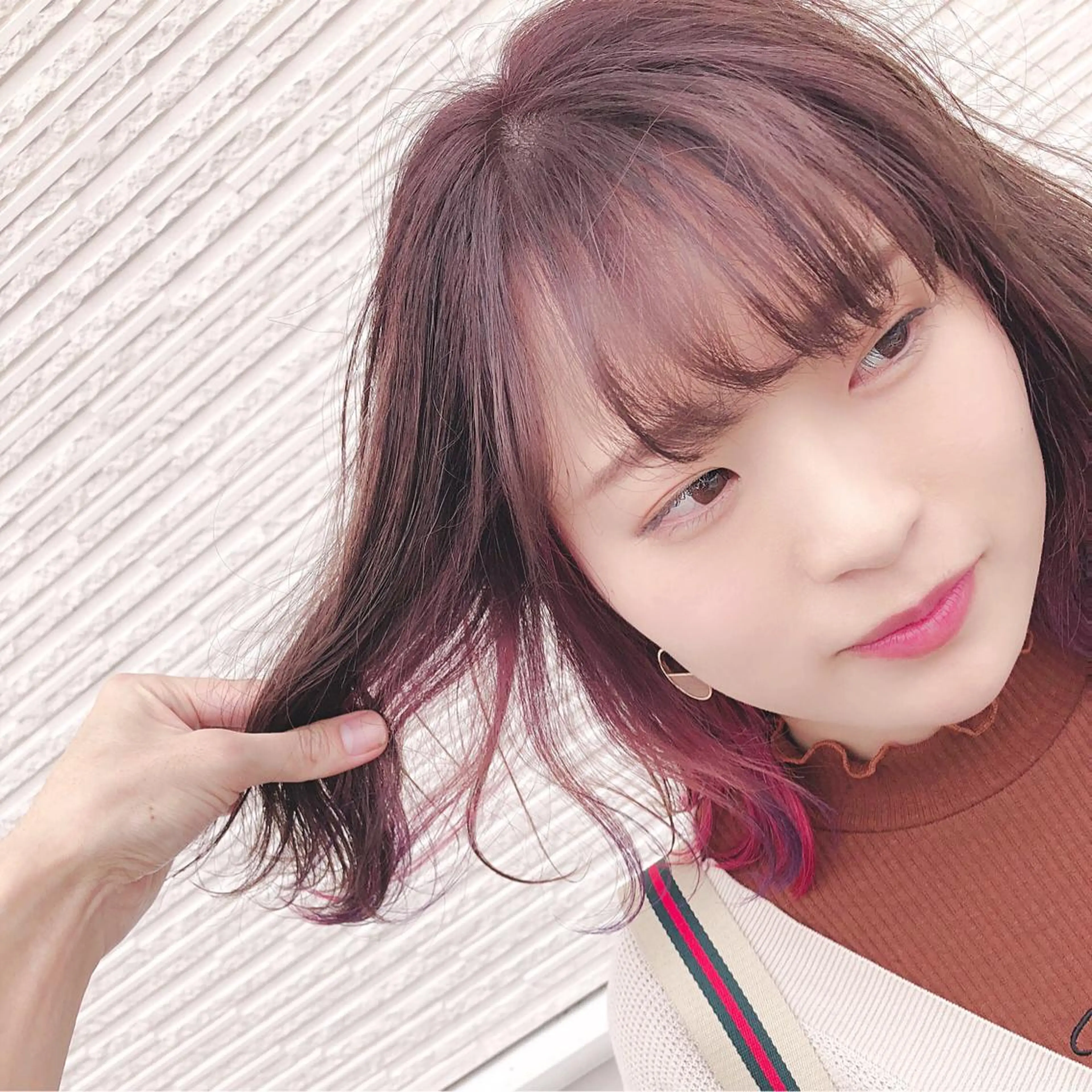 ショート カラー ピンクカラー ピンクパープル パープルカラー ヘアカラー トリートメント 名畑 裕貴のヘアスタイル
