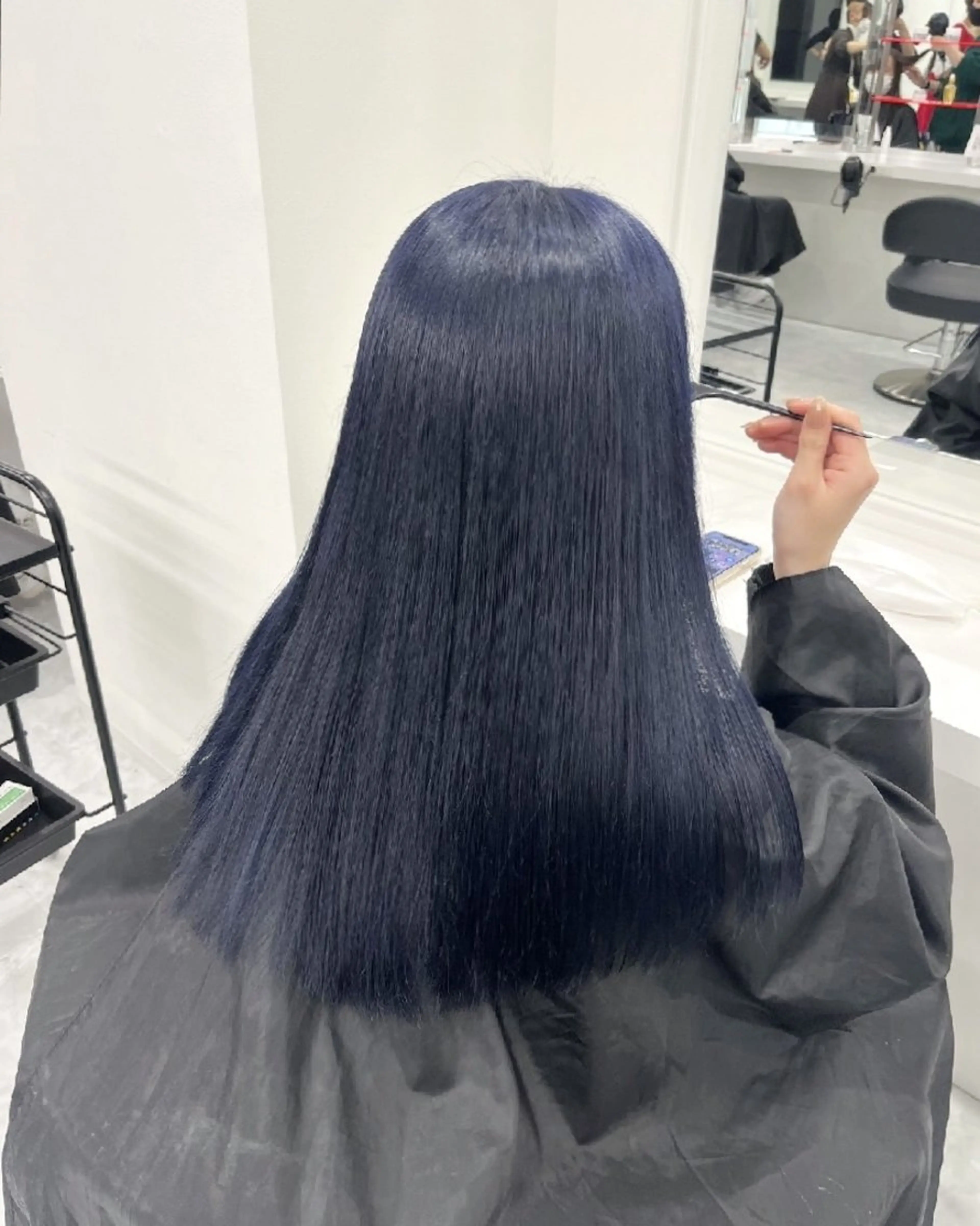 カラー 黒髪 ブリーチ ブルーカラー ブルーブラック 透明感カラー ヘアカラー ブレンアネックス所属・ナチュラル/白髪染め 🍑トウヤ🍑のヘアスタイル