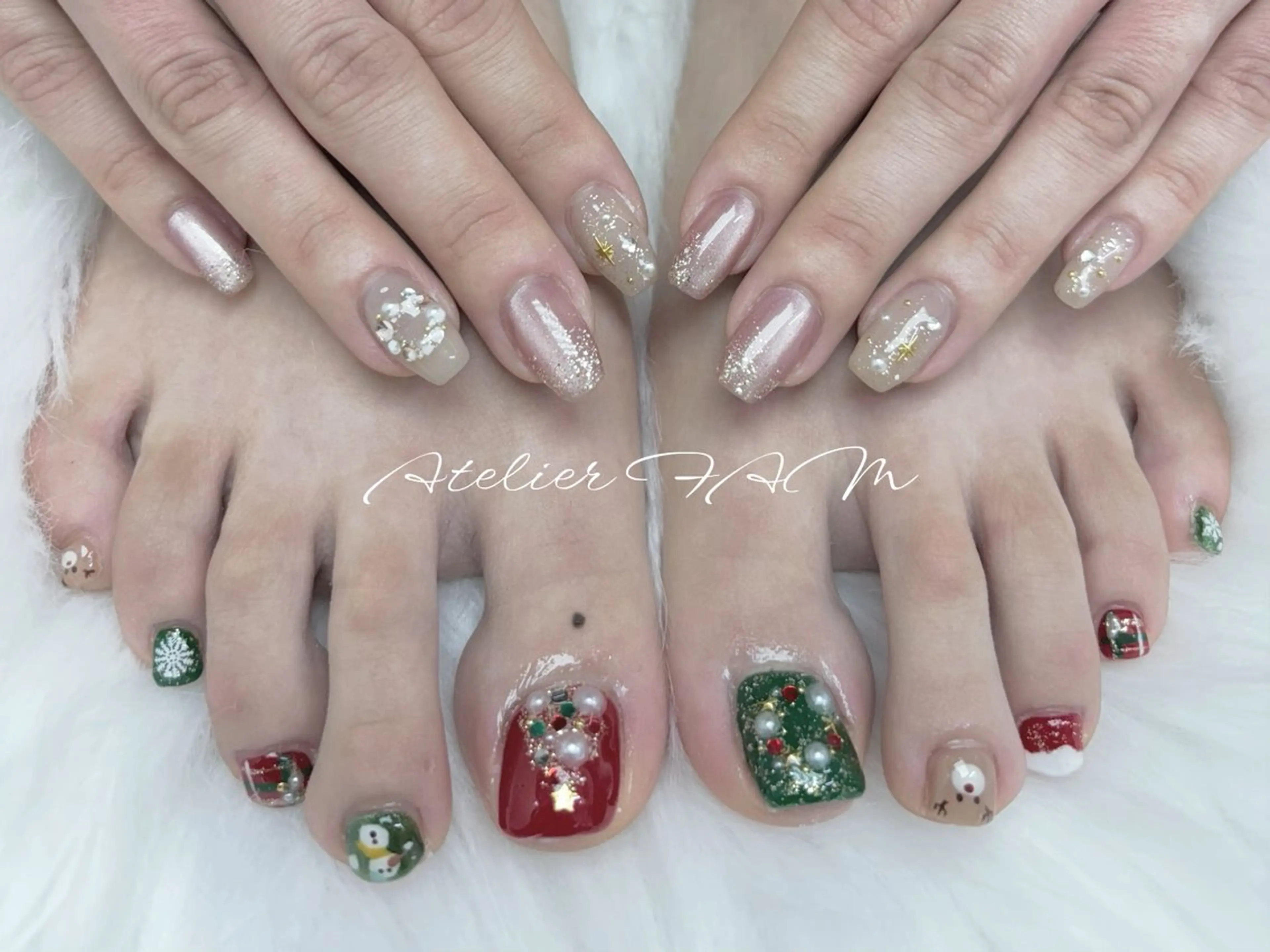 ミディアム フットネイル nail&eyelashsalon atelier fam上本町店所属・アトリエ FAMのネイルデザイン