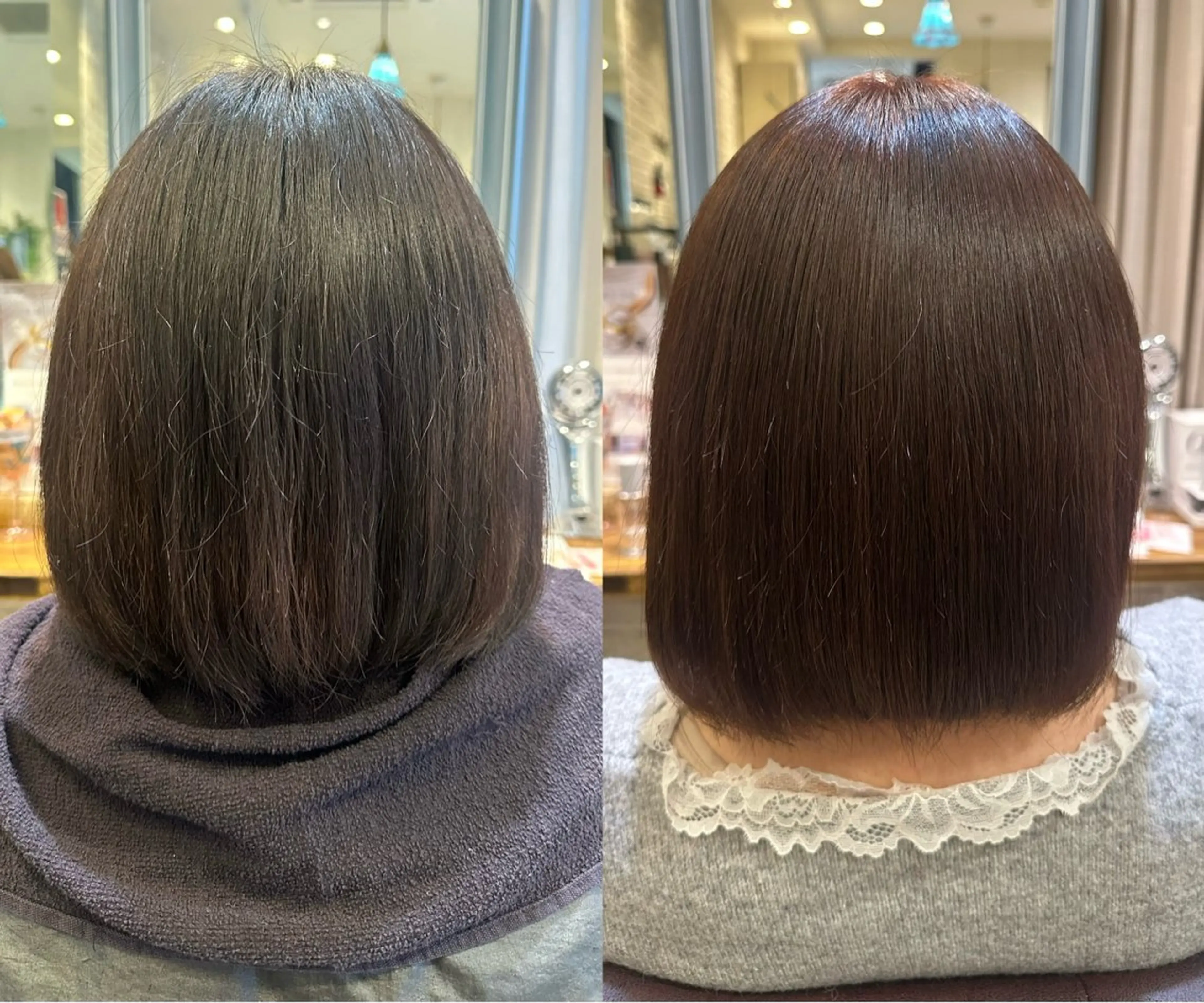 ミディアム カラー ブリーチ ブラウンカラー ヘアカラー トリートメント 透明感ブラウン／縮毛 矯正／髪質改善🌿のヘアスタイル