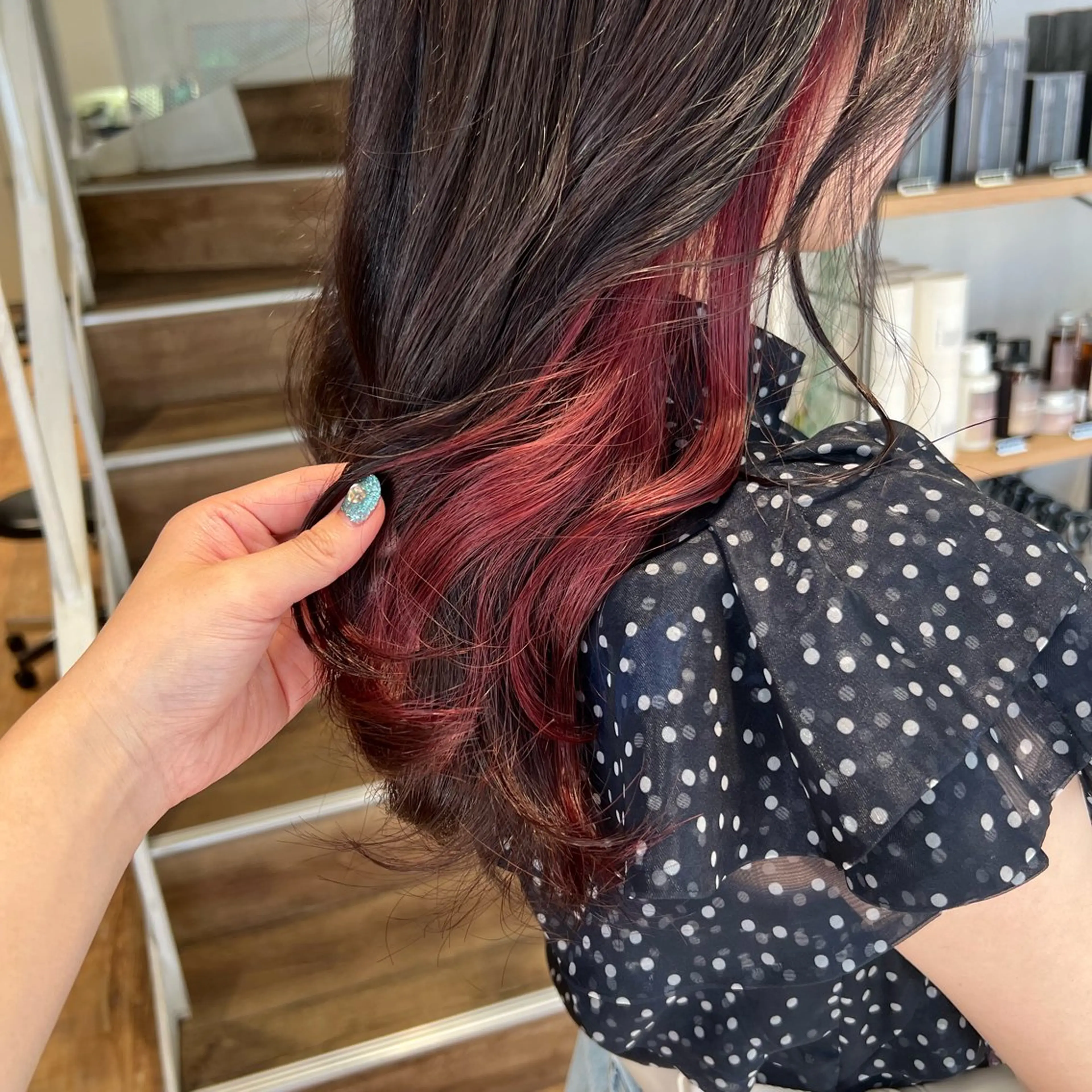 カラー レッドカラー ヘアカラー トリートメント インナーカラー♡ Nanakoのヘアスタイル
