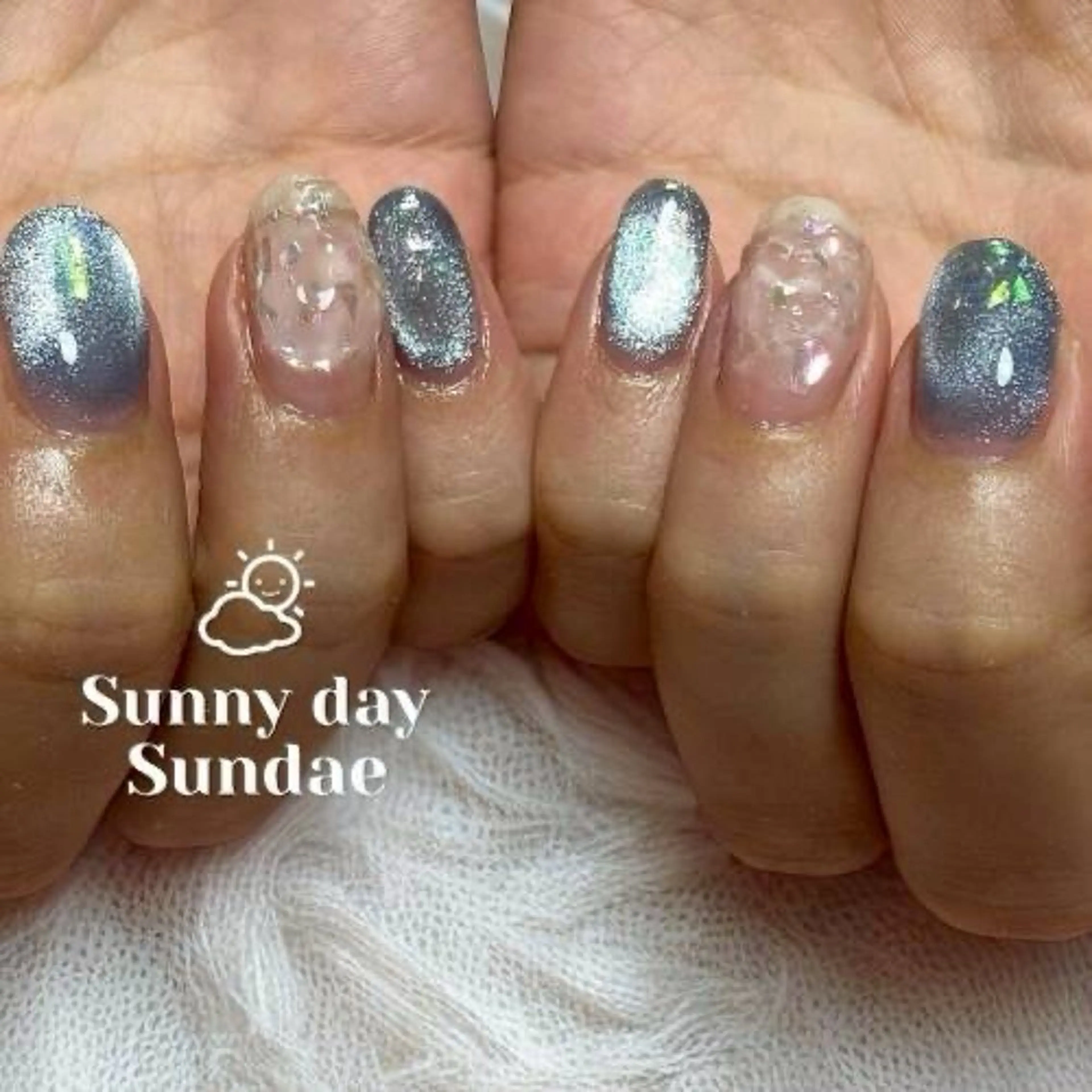 ネイル ブルー ジェルネイル パラジェル ハンドネイル mako 🌷のネイルデザイン