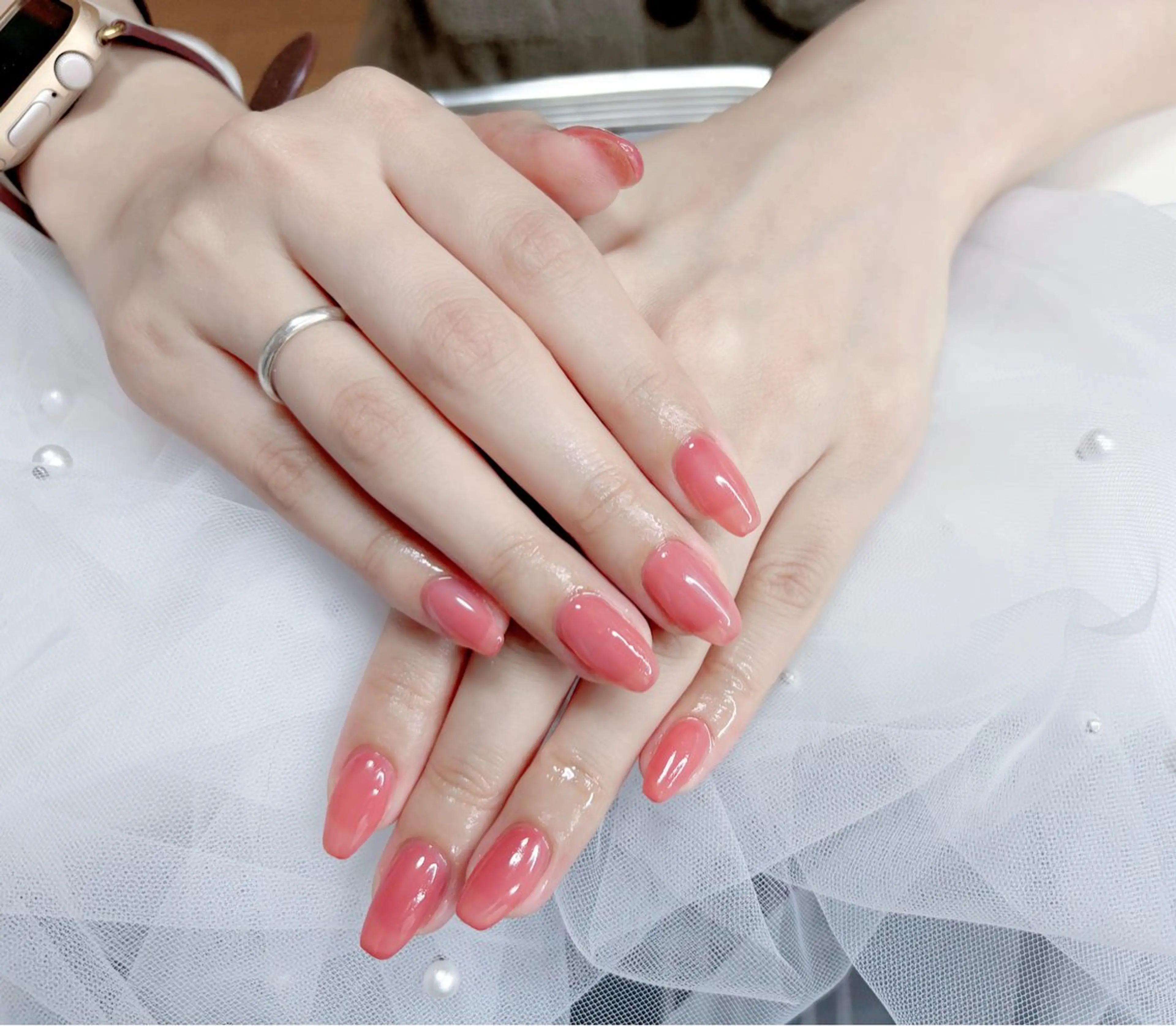 フィルイン対応⭕️自爪を傷つけないネイル🌷🫧【オフ込】ワンカラー🌷100色以上選べるネイル💅2色までOK🩷🩵の写真