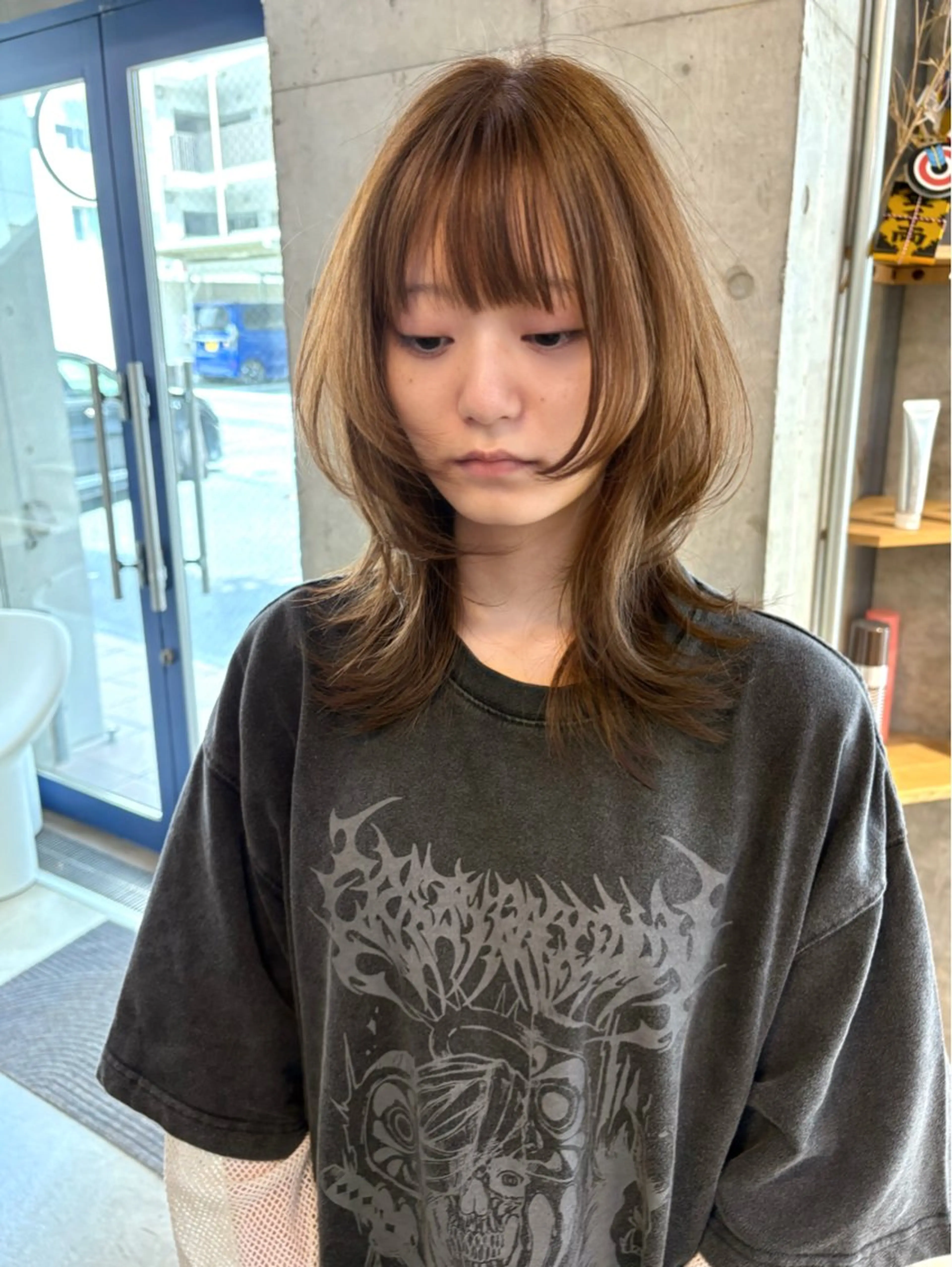 ミディアム レイヤーカット ウルフカット ウルフレイヤー RONU所属・鎌倉駅/髪質改善 ケラチン/RONUのヘアスタイル