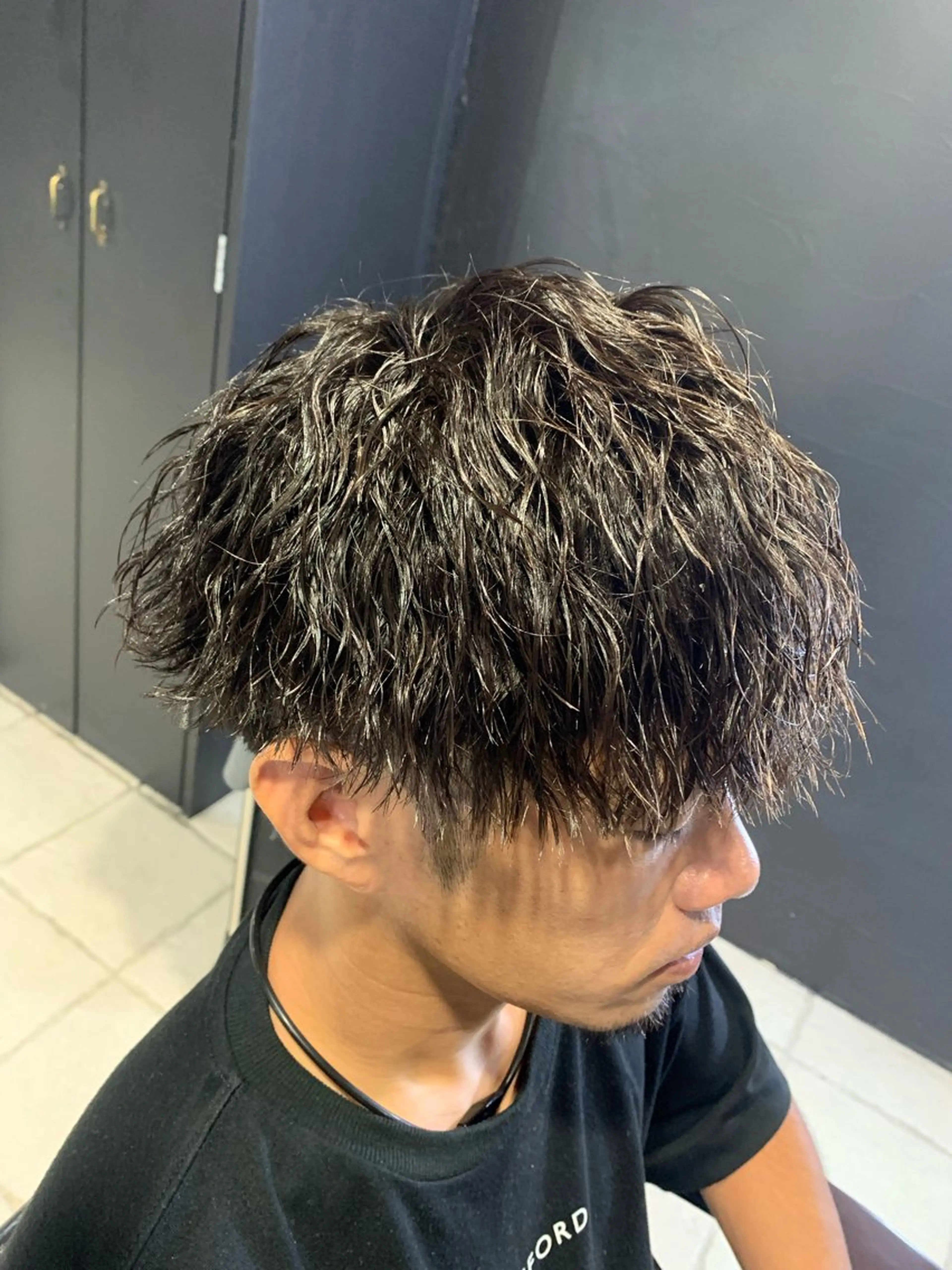 ショート メンズ マッシュ カット パーマ ヘアセット メンズパーマ/難波/ 心斎橋　室園亮佑のヘアスタイル