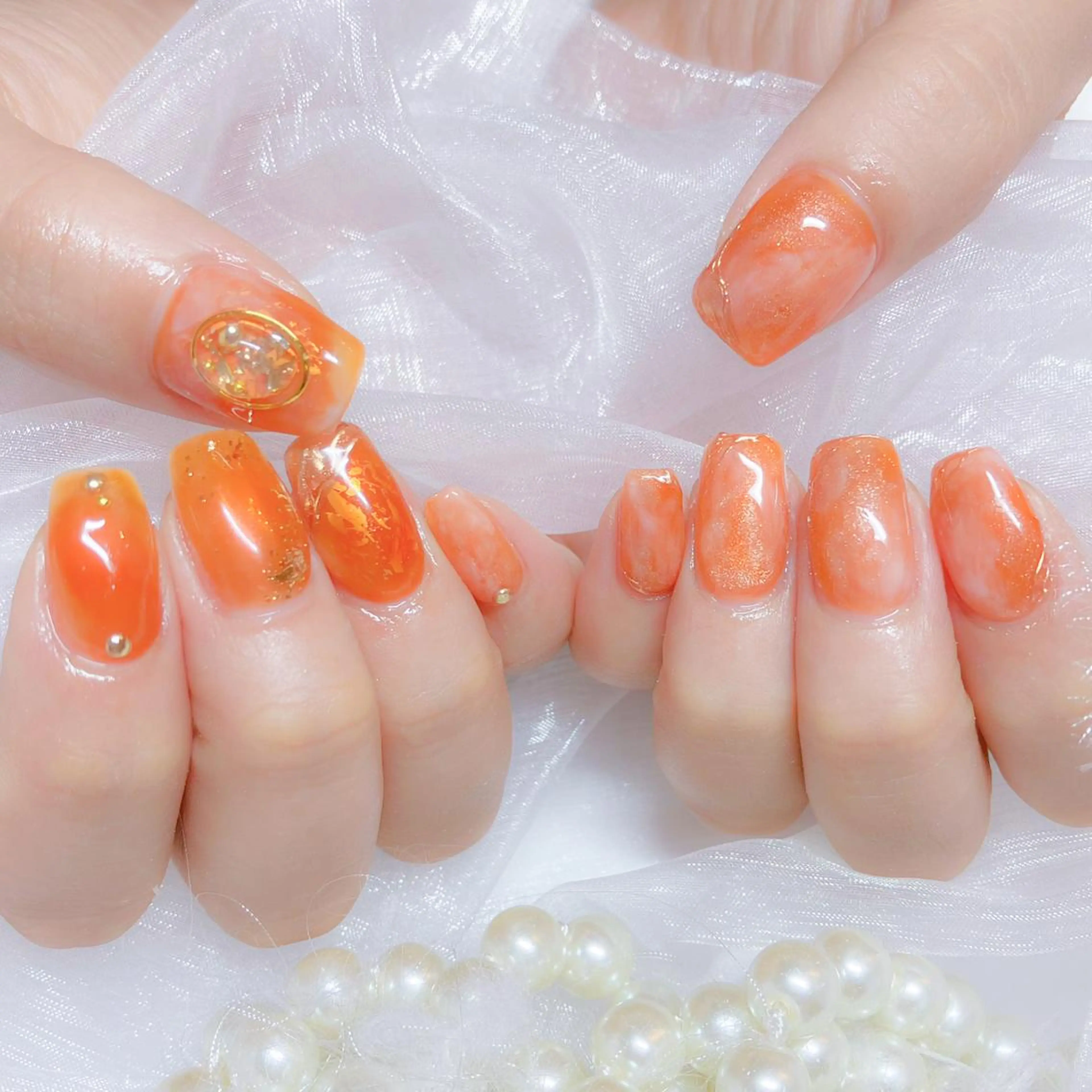 ネイル オーロラネイル フラッシュネイル ジェルネイル 氷ネイル・うるうるネイル キラキラネイル Amour baseのネイルデザイン