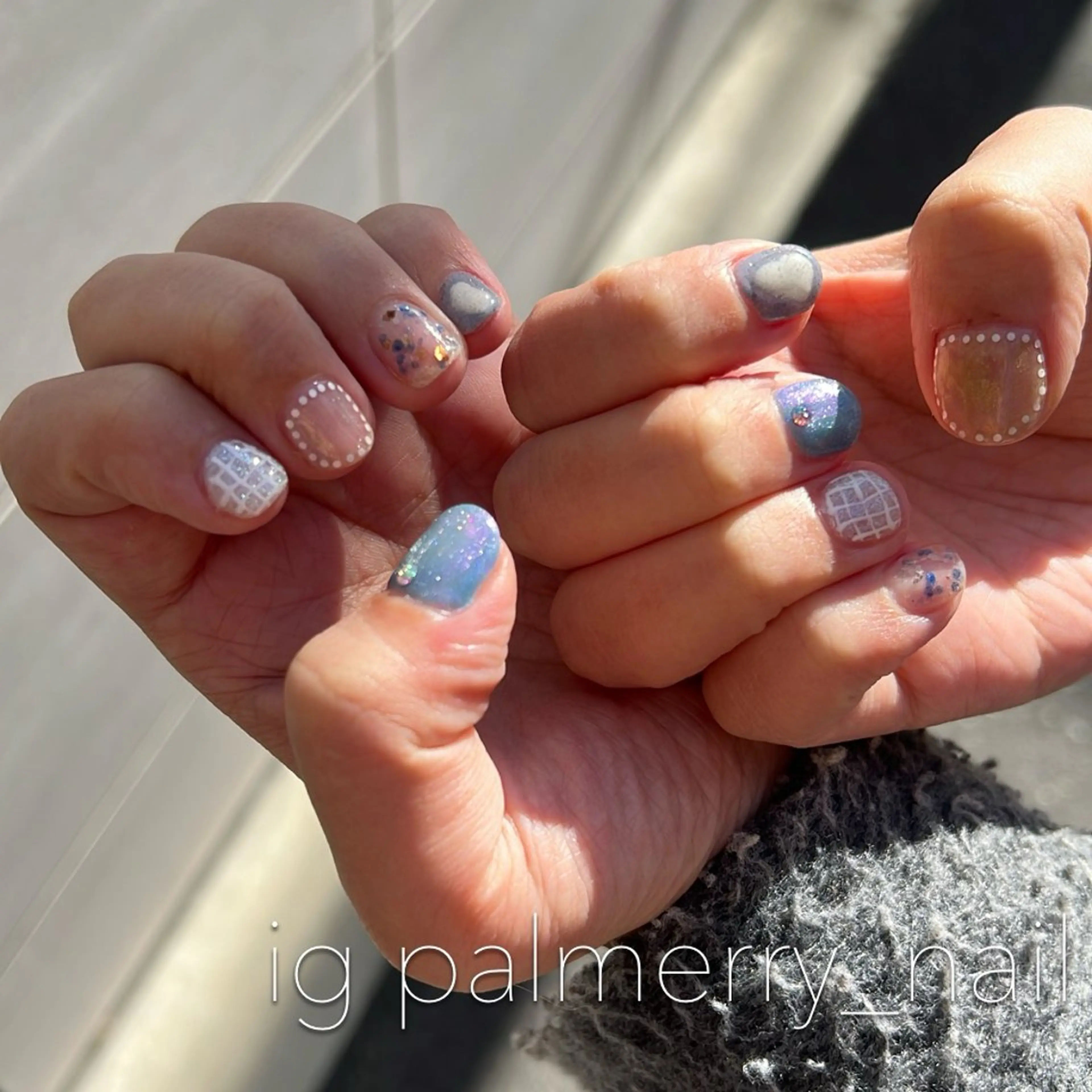 ネイル ブルー マグネットネイル 冬ネイル palmerry nail所属・住吉 美香のネイルデザイン