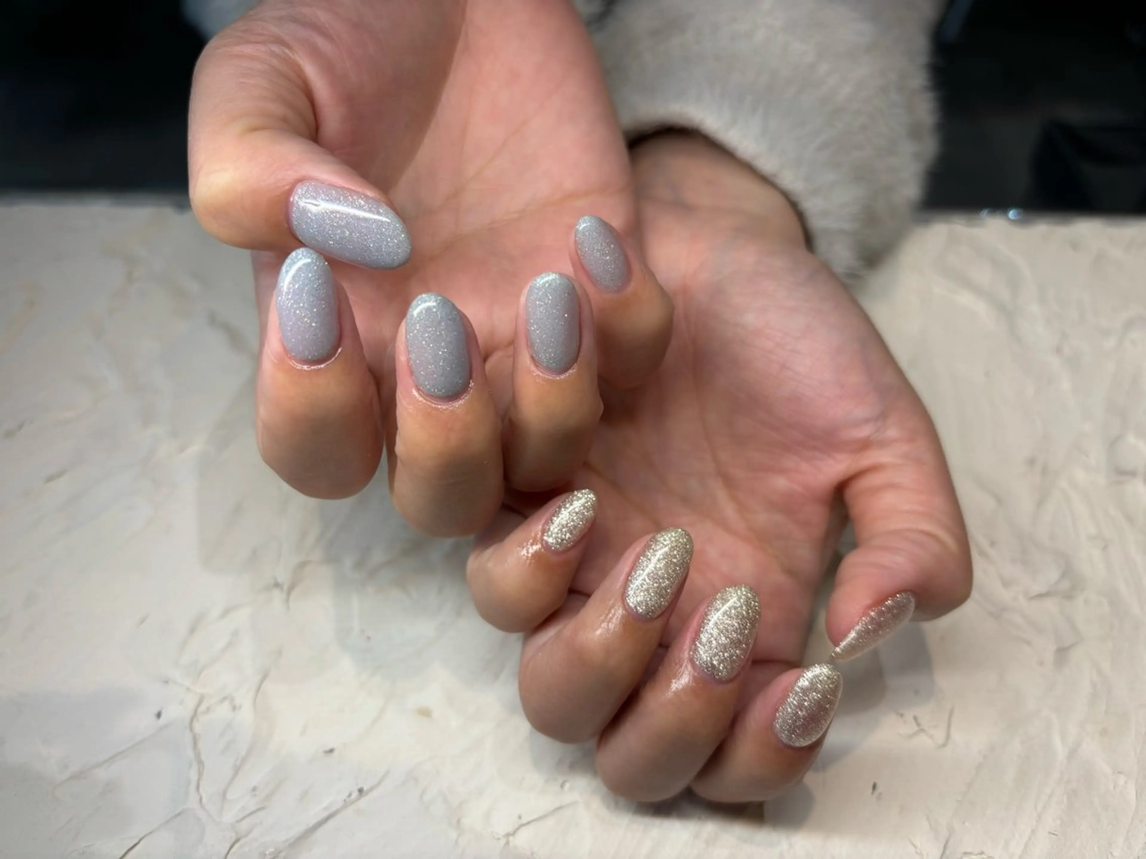 ネイル ブルー キラキラネイル パステルネイル HONOKA W 【深江橋店】のネイルデザイン