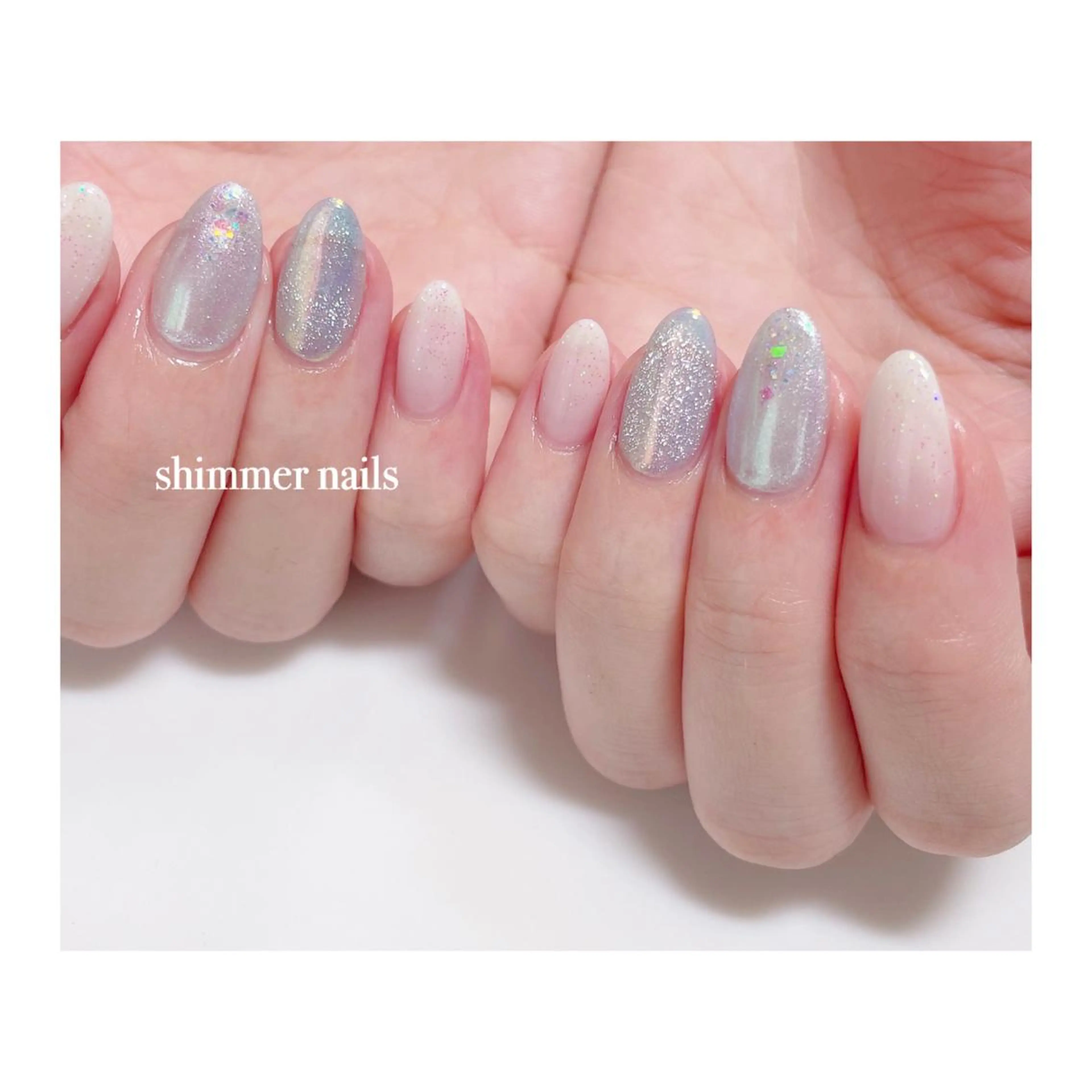ネイル ブルー キラキラネイル shimmer nailsのネイルデザイン