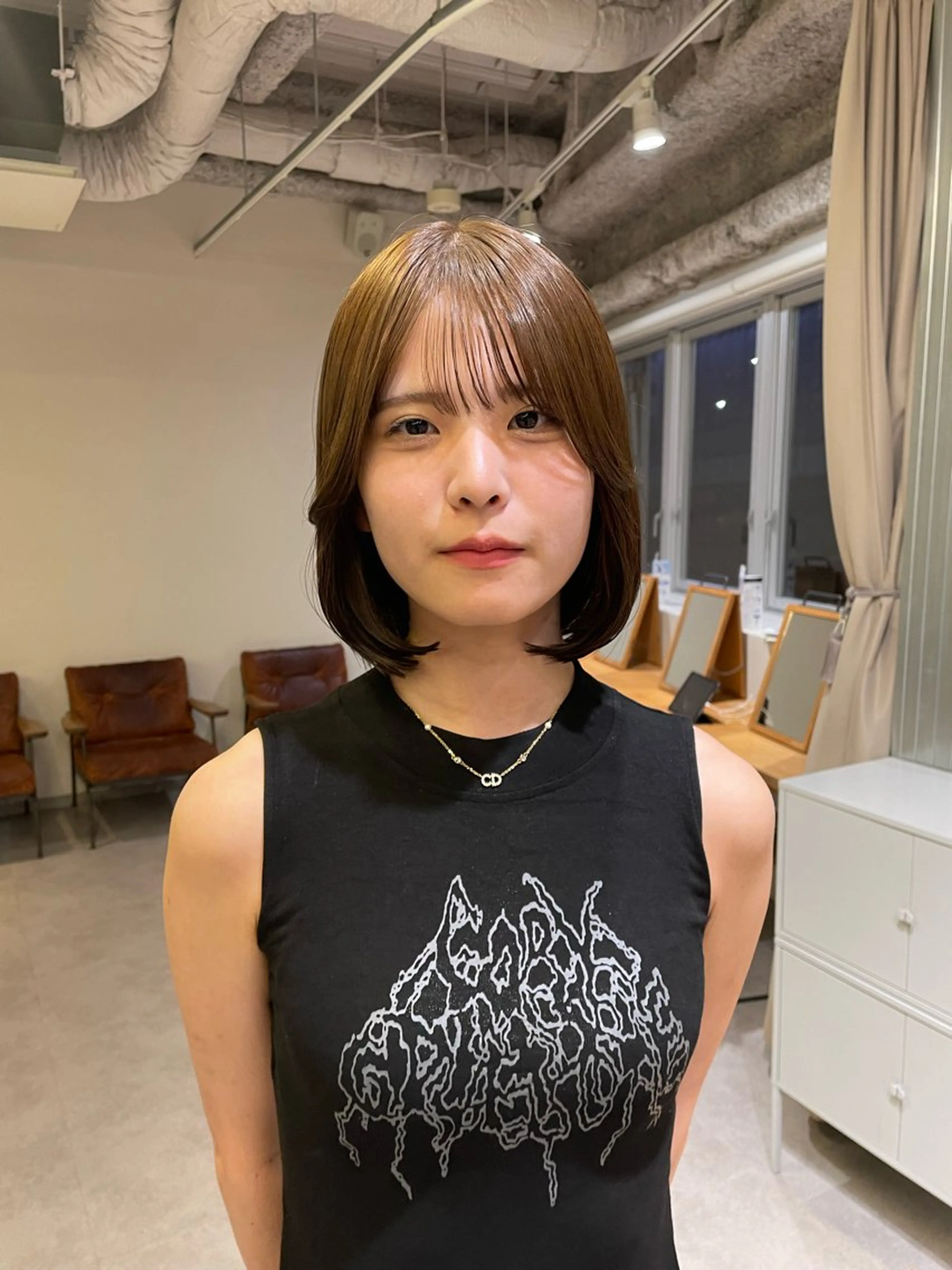 ミディアム カラー ブリーチ 透明感カラー ブリーチなしカラー MASHU chayamachi店所属・【梅田美容室】 似合わせカット サヤのヘアスタイル