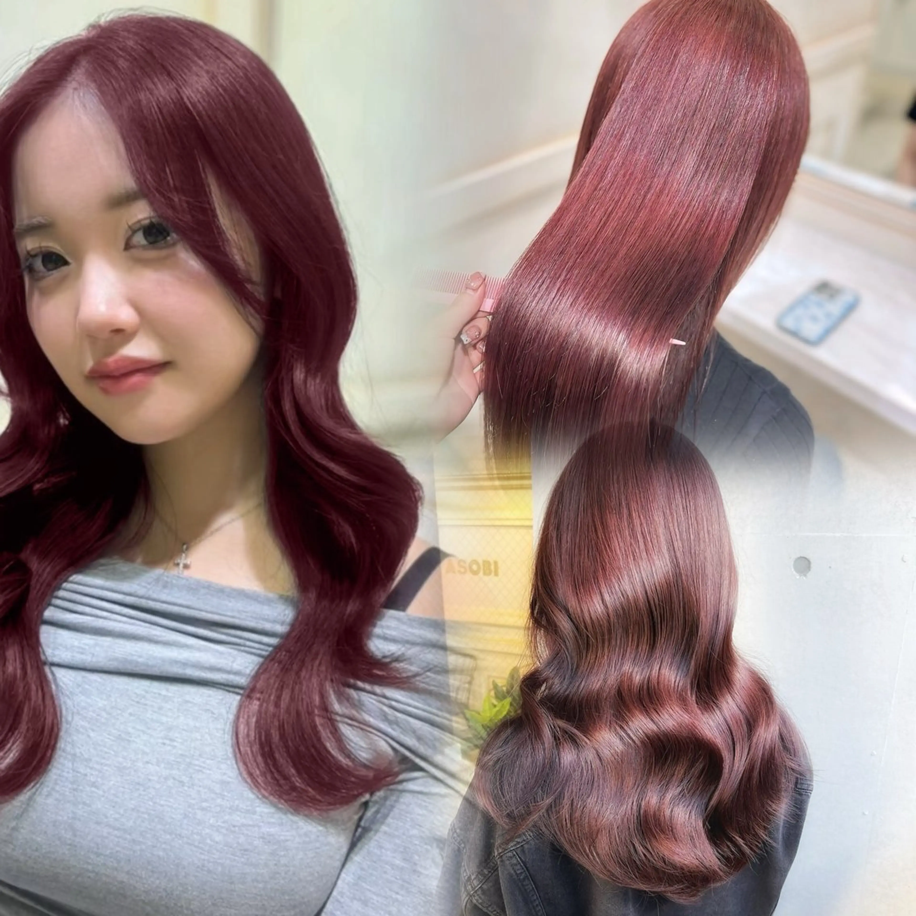 ❤️レッド系限定メニュー❤️ブリーチなしダブルカラー+1stepトリートメントの写真